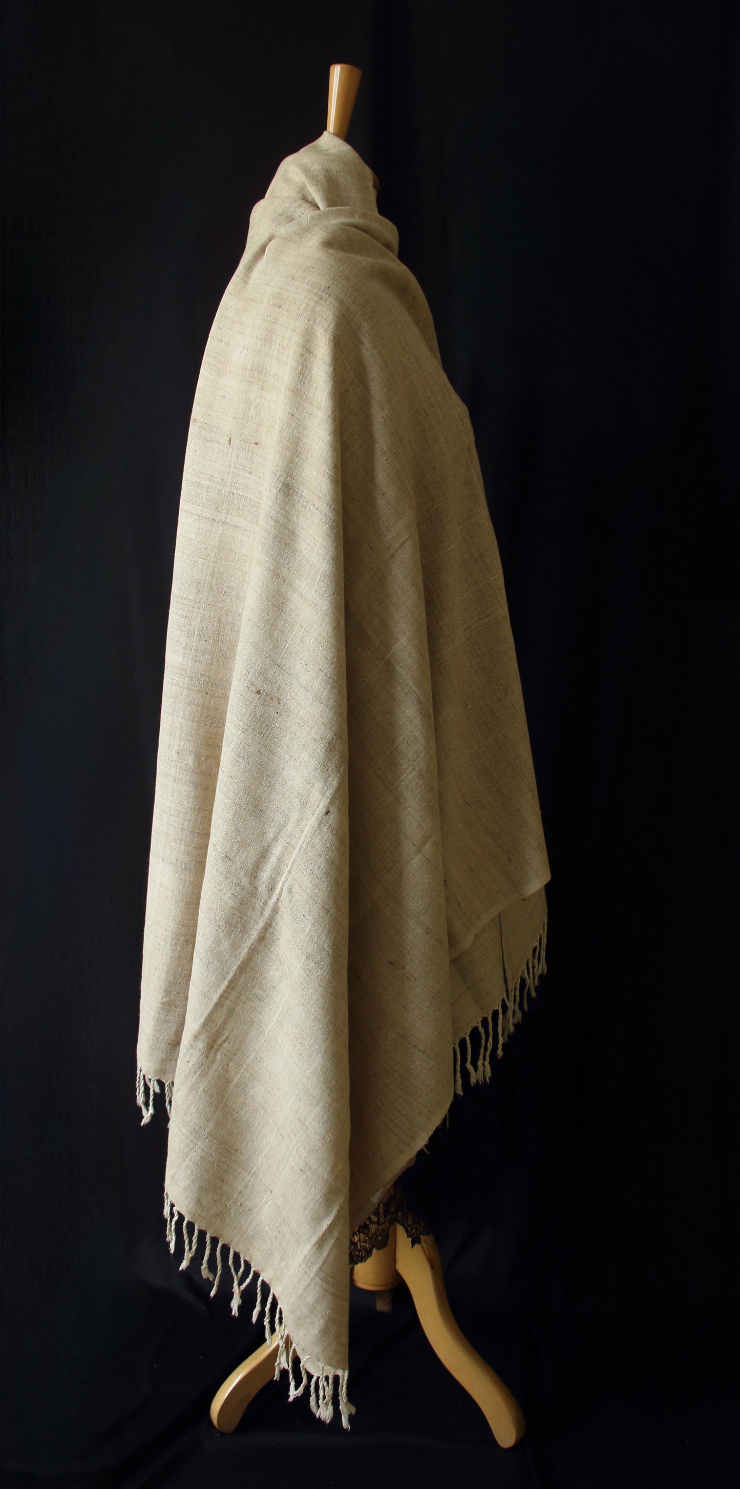 Handloom Natural coloured Hand Spun Eri Silk & Muga Ghicha Small Size Shawl