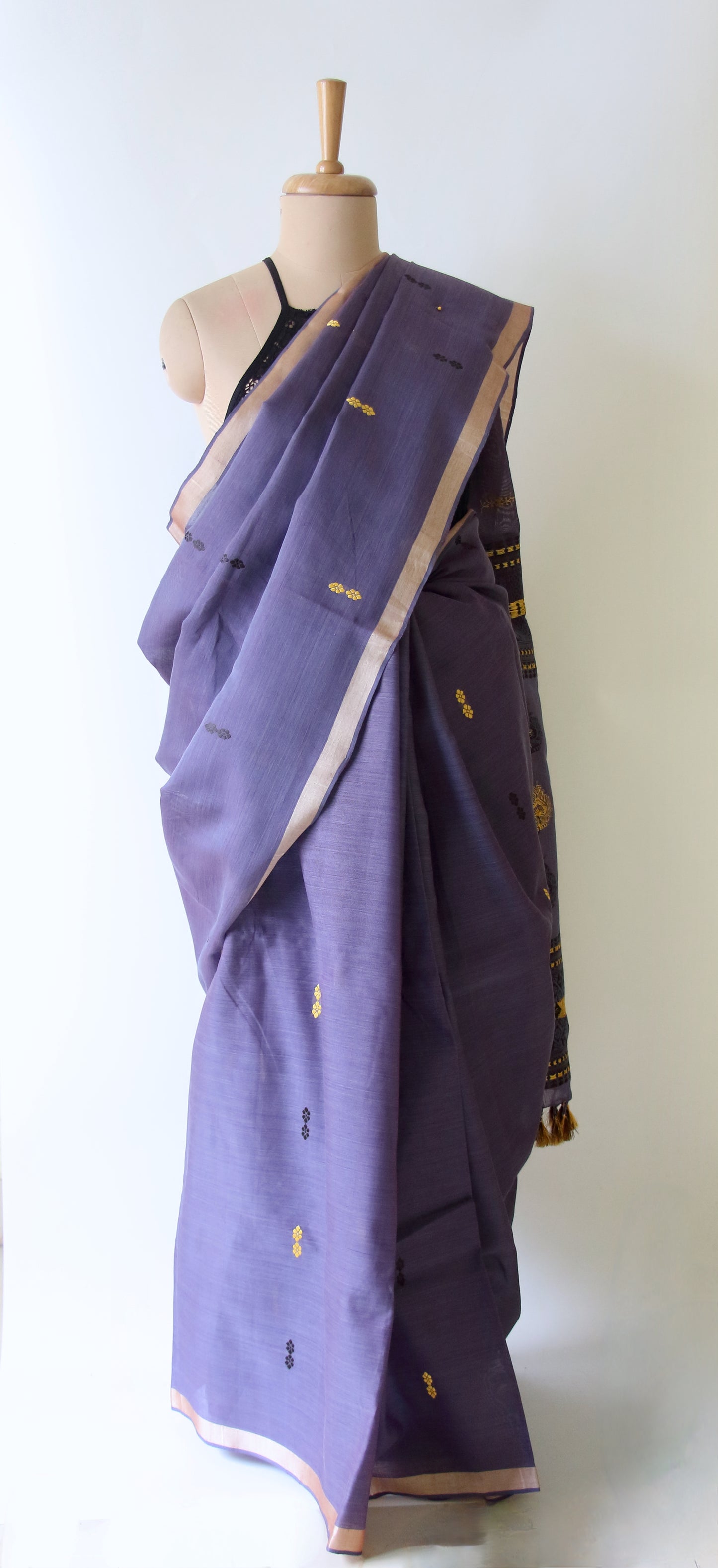 Purple Handloom Cotton Silk Saree from Assam