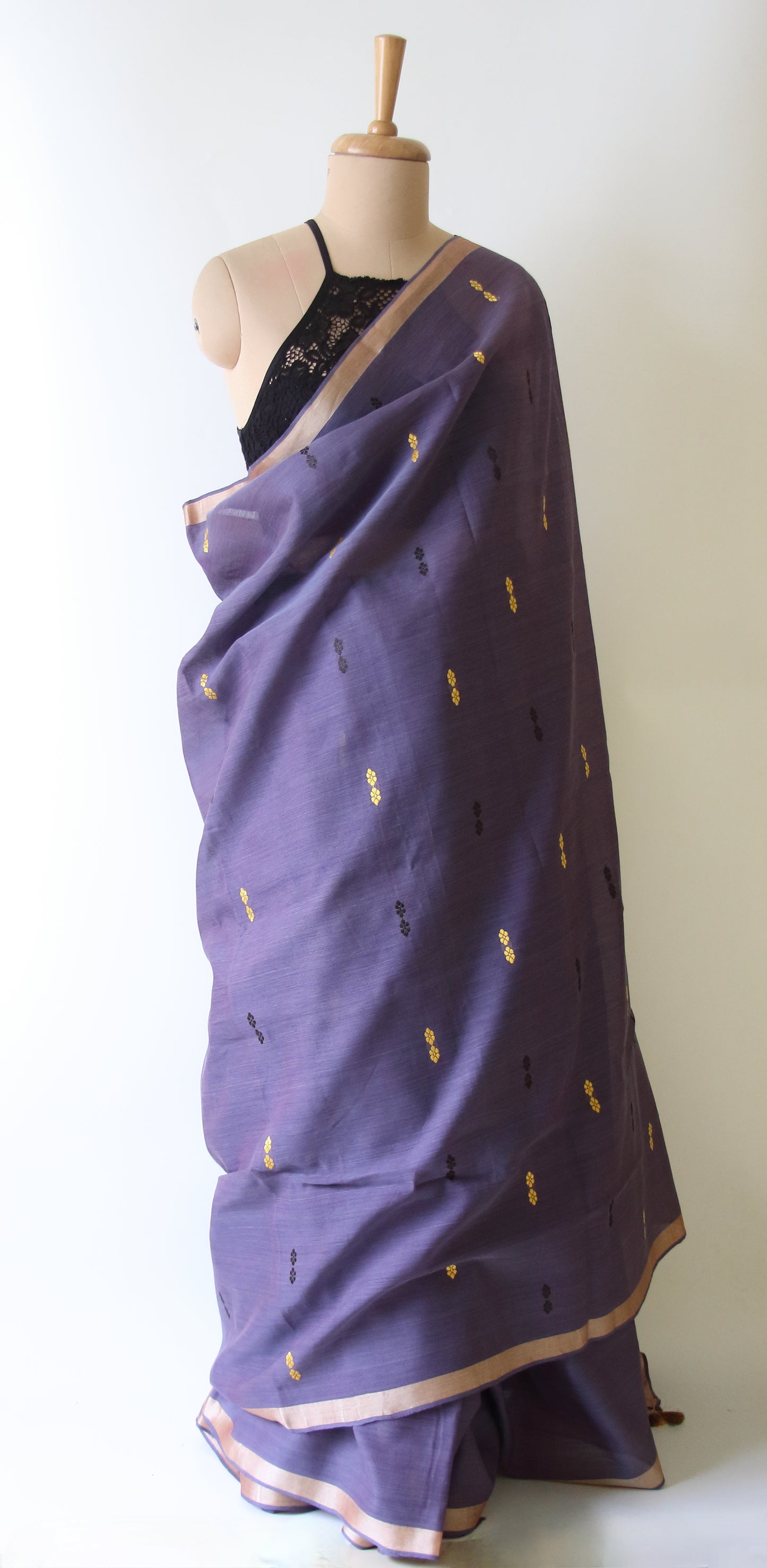 Purple Handloom Cotton Silk Saree from Assam