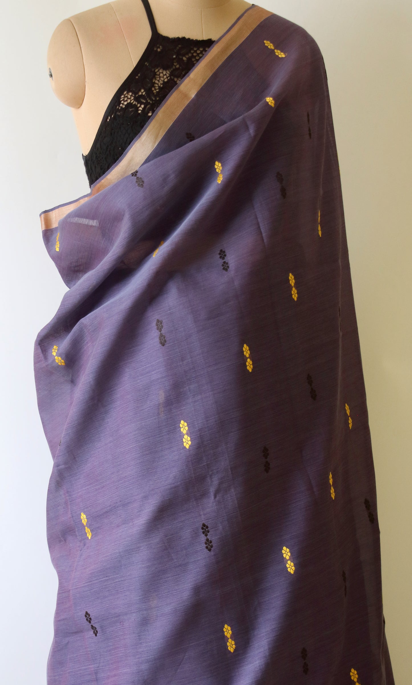 Purple Handloom Cotton Silk Saree from Assam