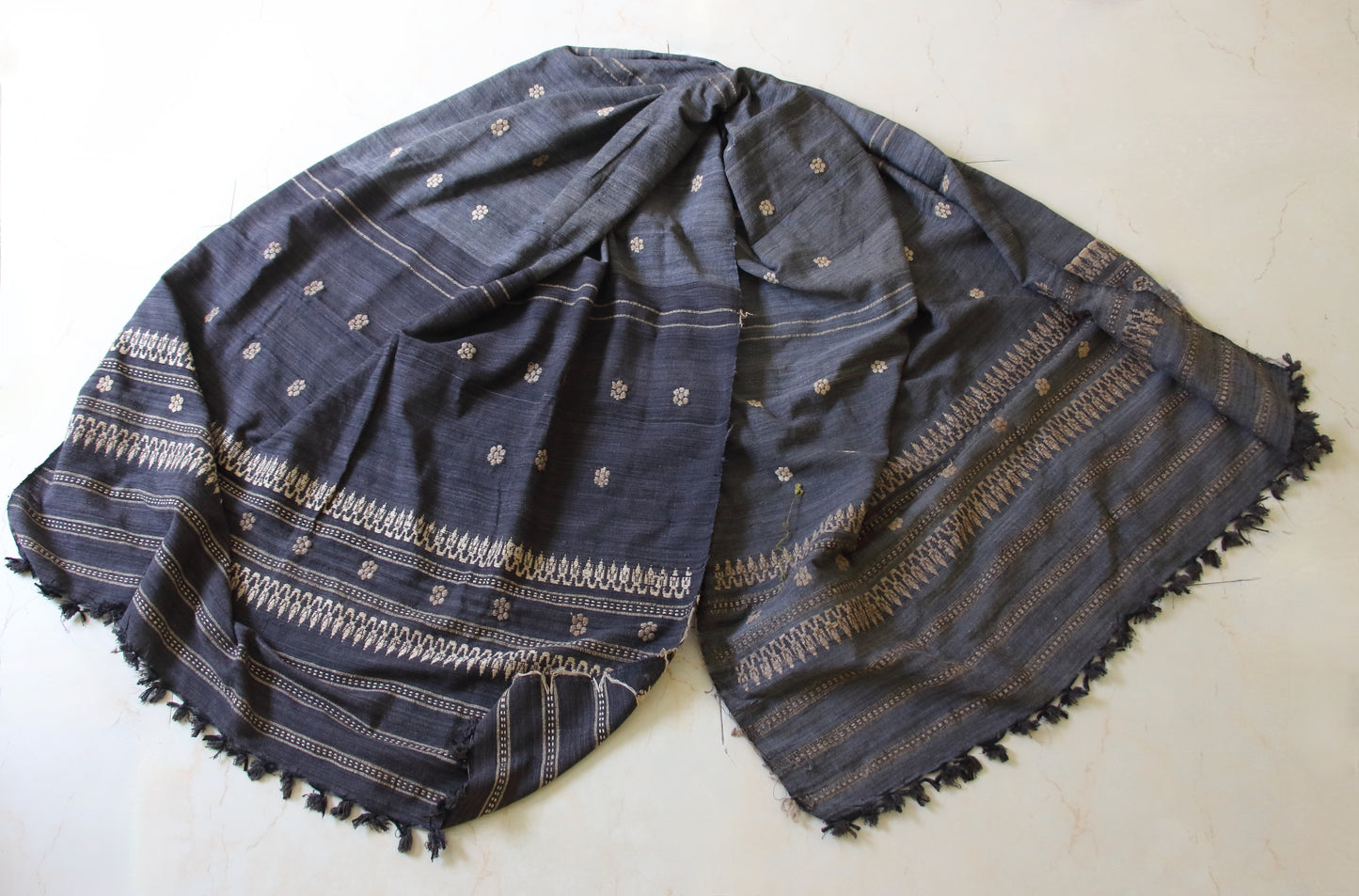 Handwoven Natural Dyed Hand Spun Eri Silk Shawl From Assam