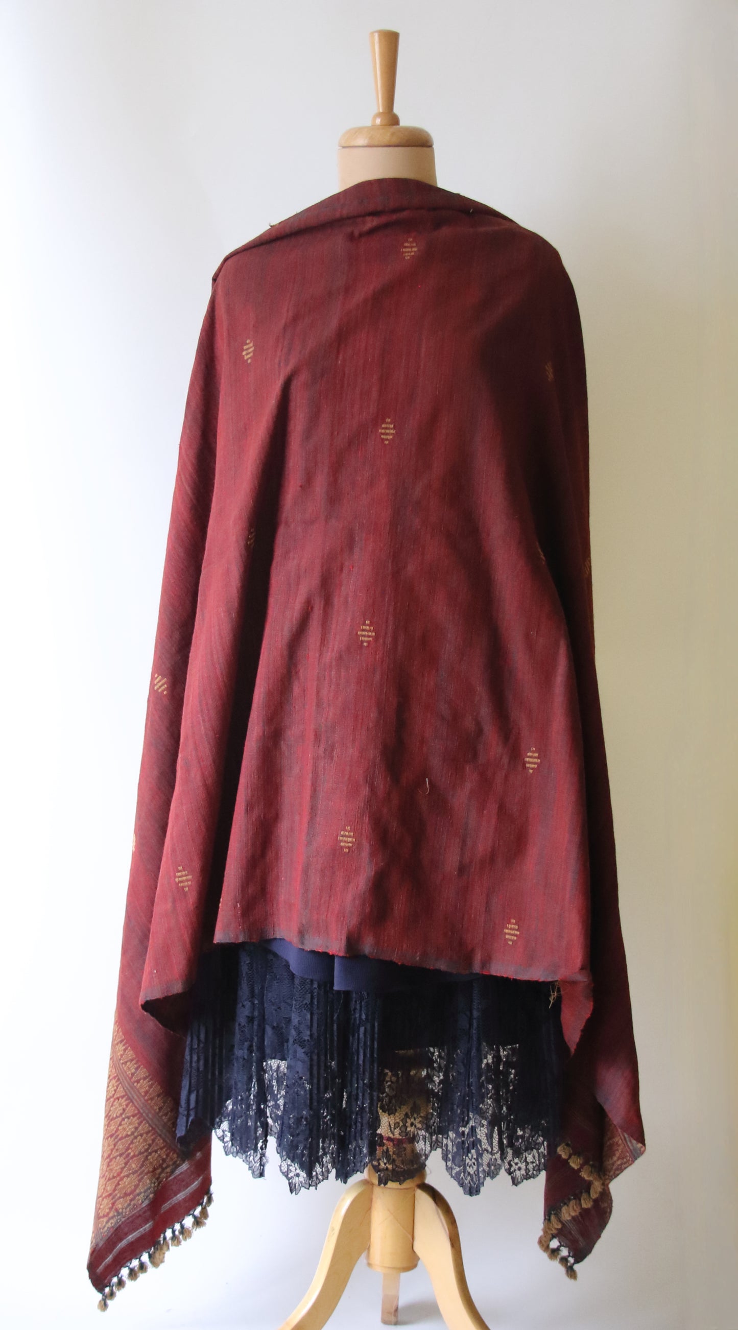 Handwoven Maroon Natural Dyed Hand Spun Eri Silk Shawl From Assam