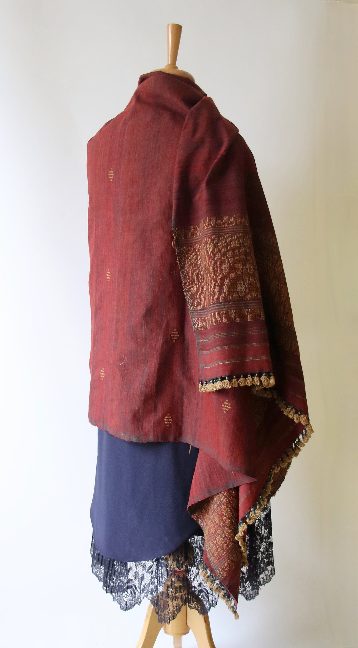 Handwoven Maroon Natural Dyed Hand Spun Eri Silk Shawl From Assam