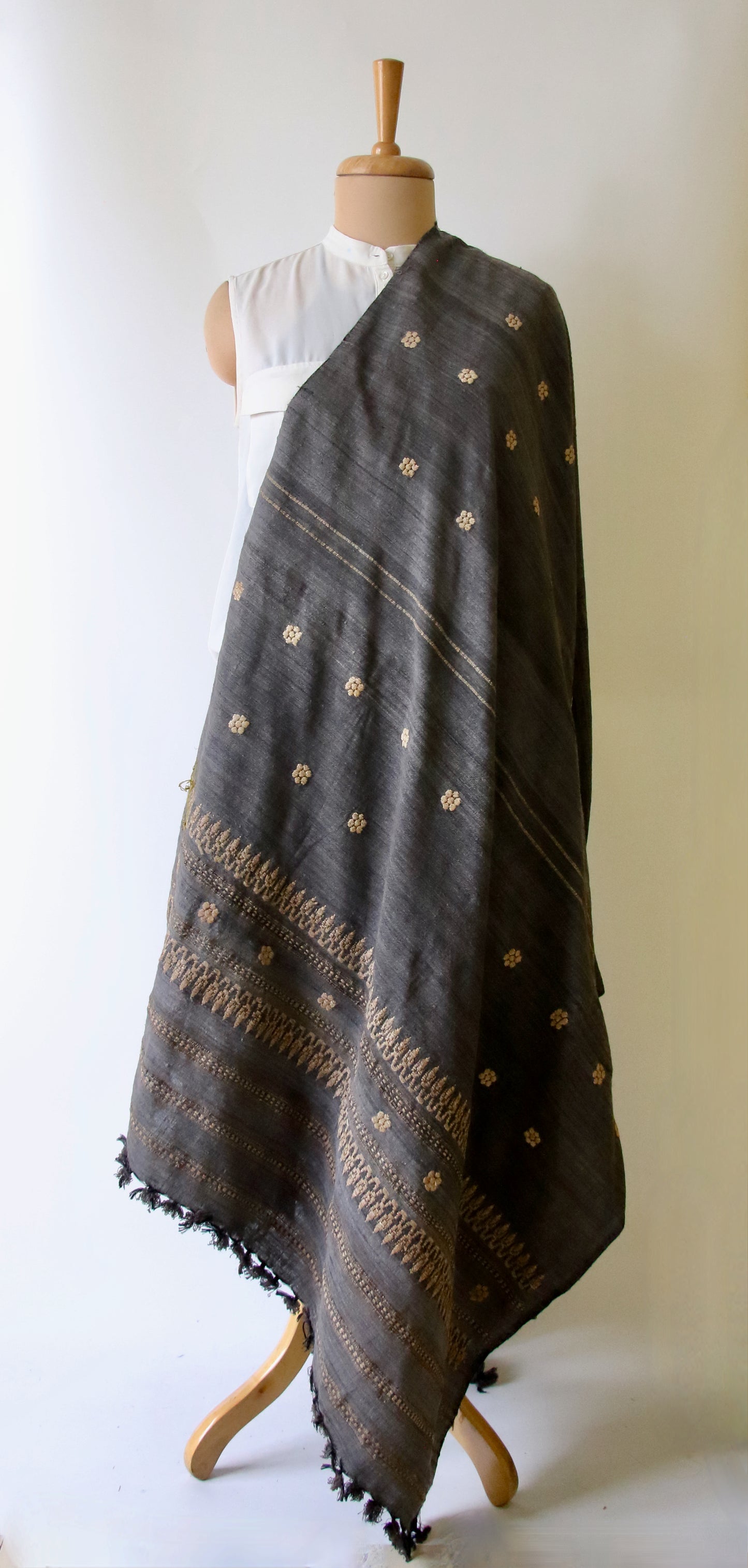 Handwoven Natural Dyed Hand Spun Eri Silk Shawl From Assam