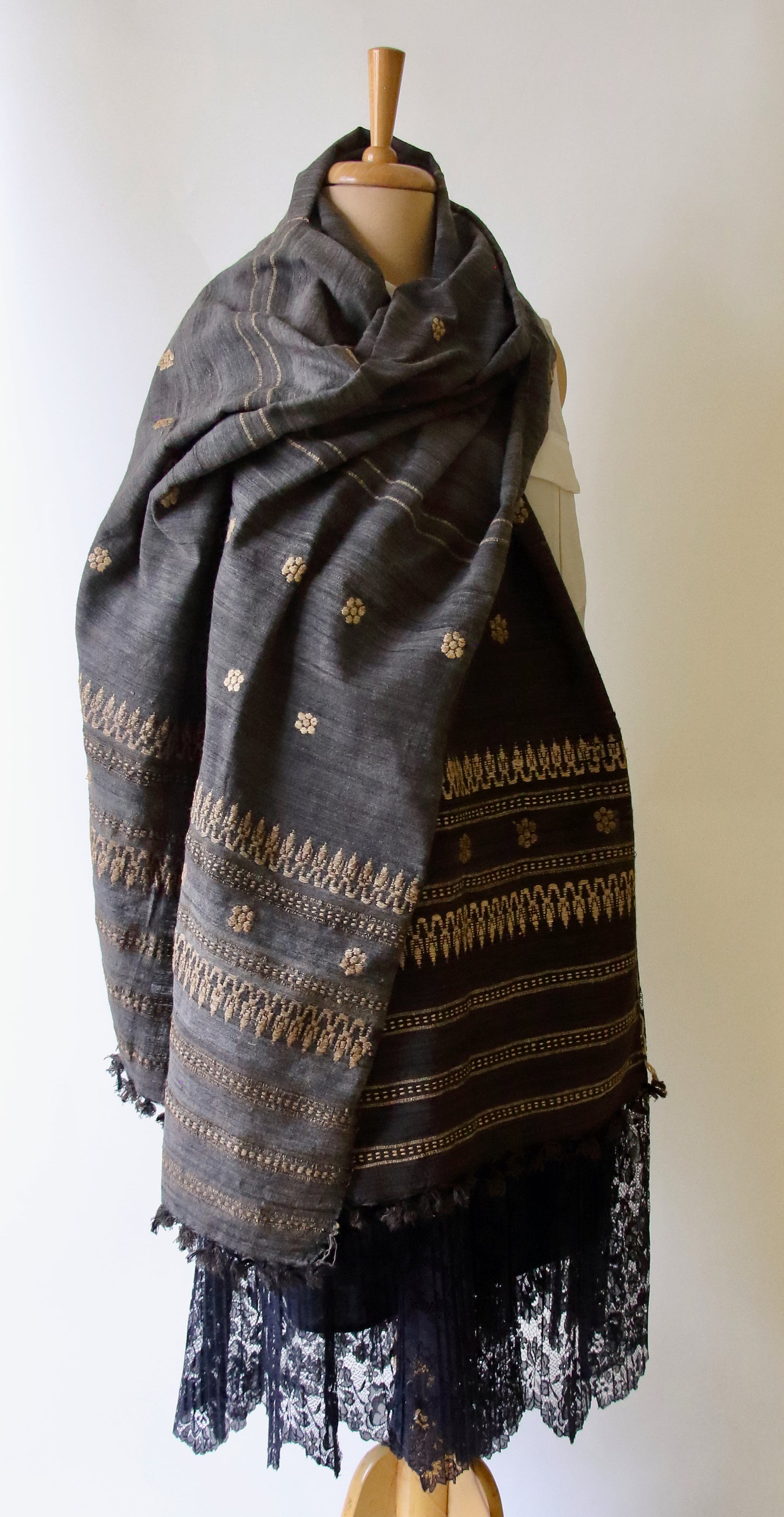 Handwoven Natural Dyed Hand Spun Eri Silk Shawl From Assam
