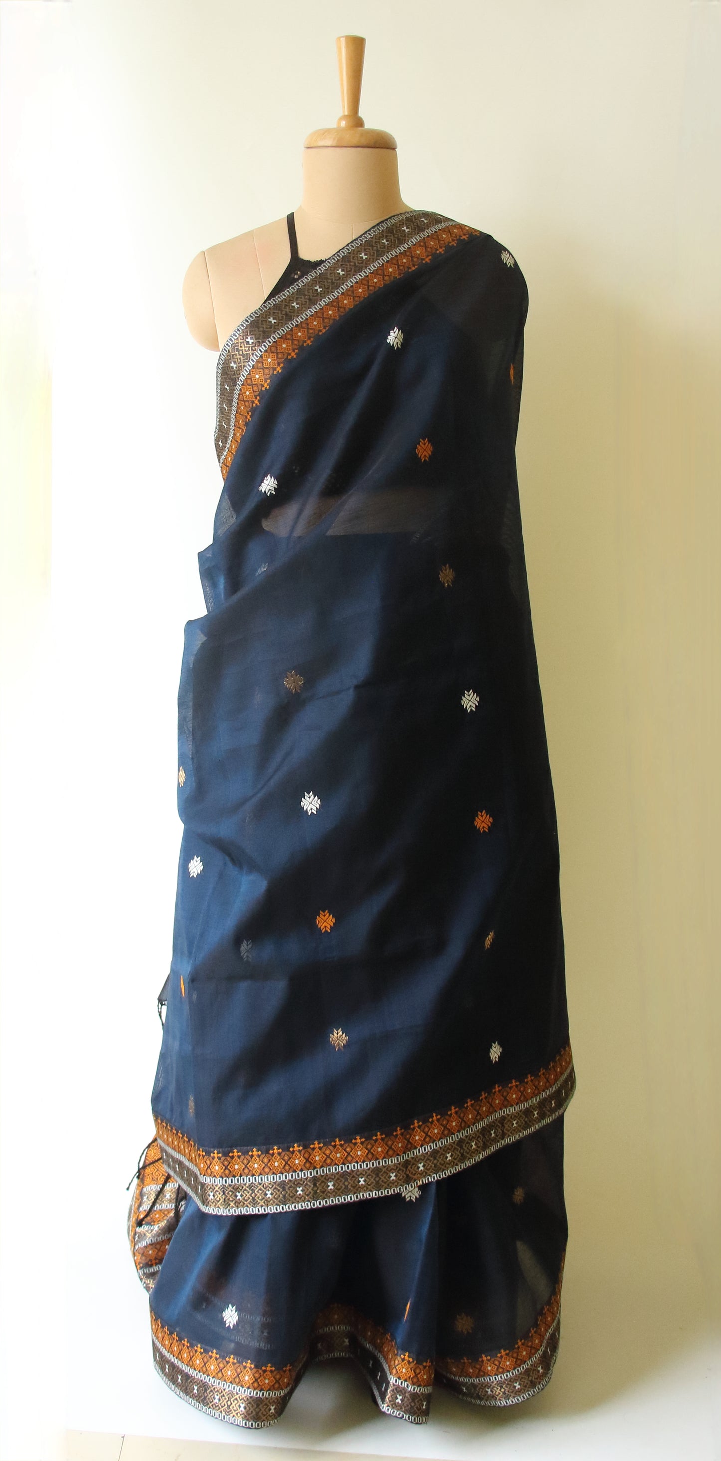 Peacock Green Handloom Cotton Silk Saree from Assam