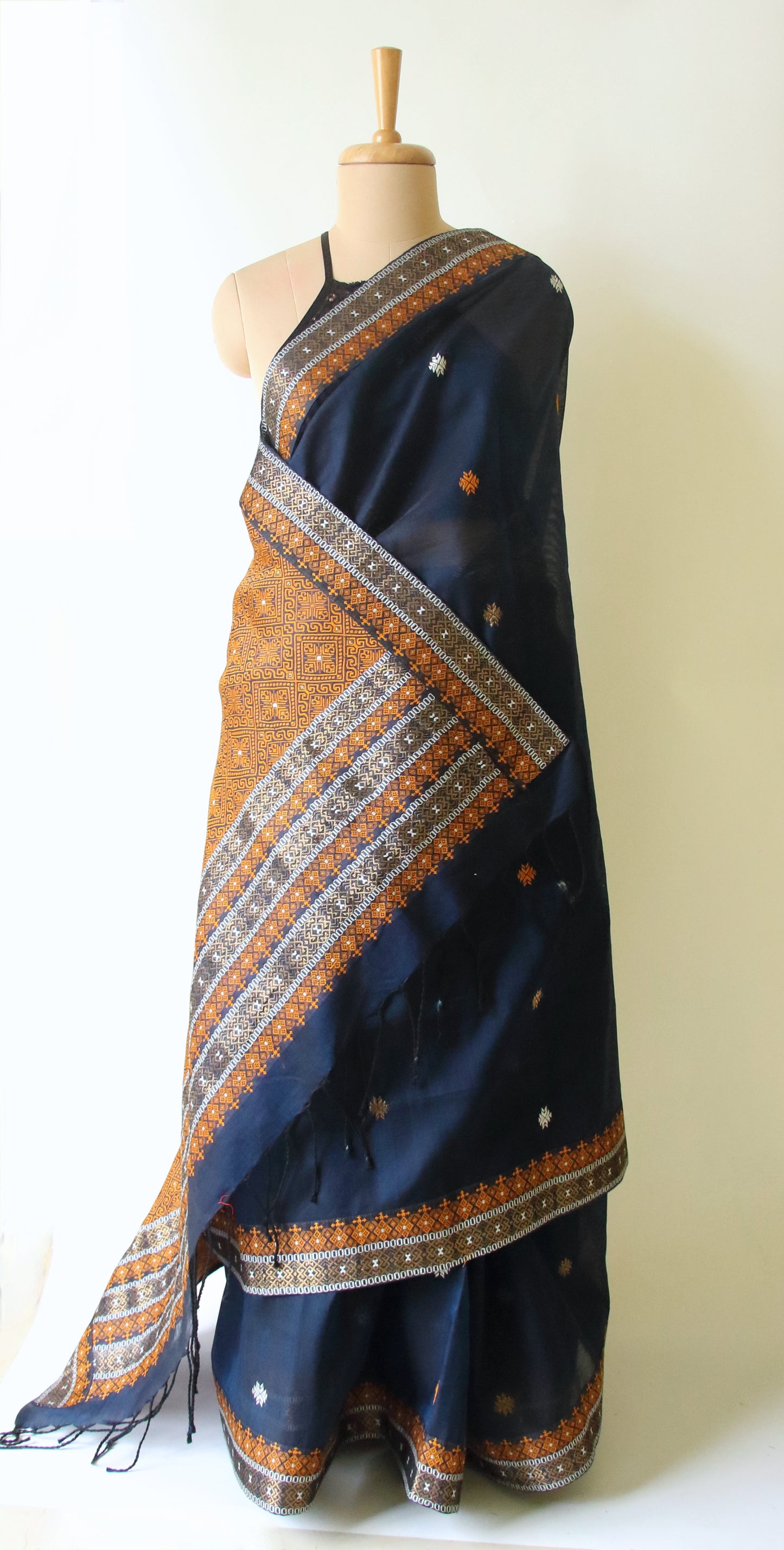 Peacock Green Handloom Cotton Silk Saree from Assam