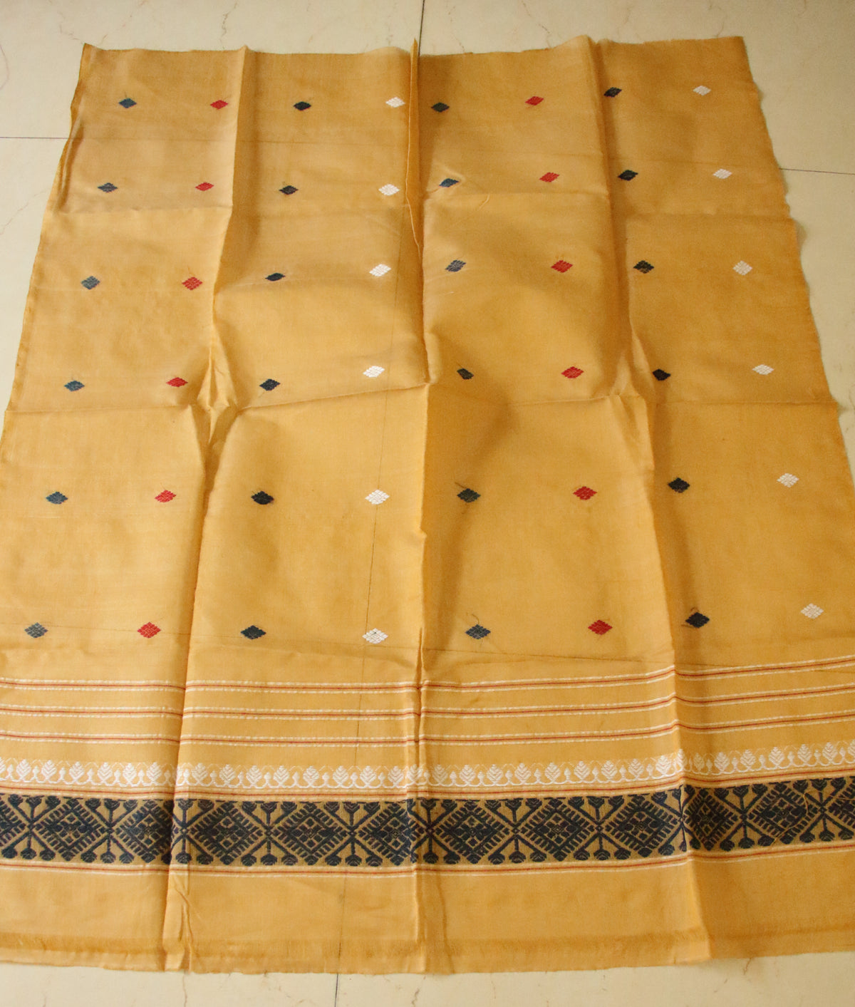 Natural Dyed Yellow Cotton Silk Handloom Mekhela Chador Set from Assam