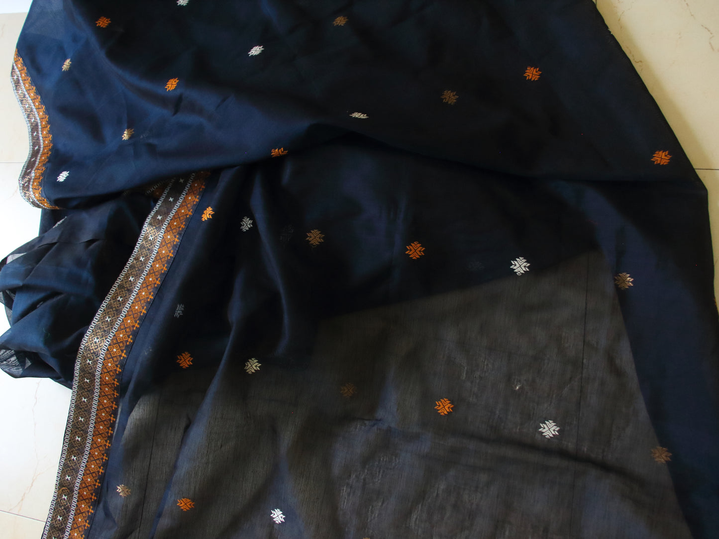 Peacock Green Handloom Cotton Silk Saree from Assam