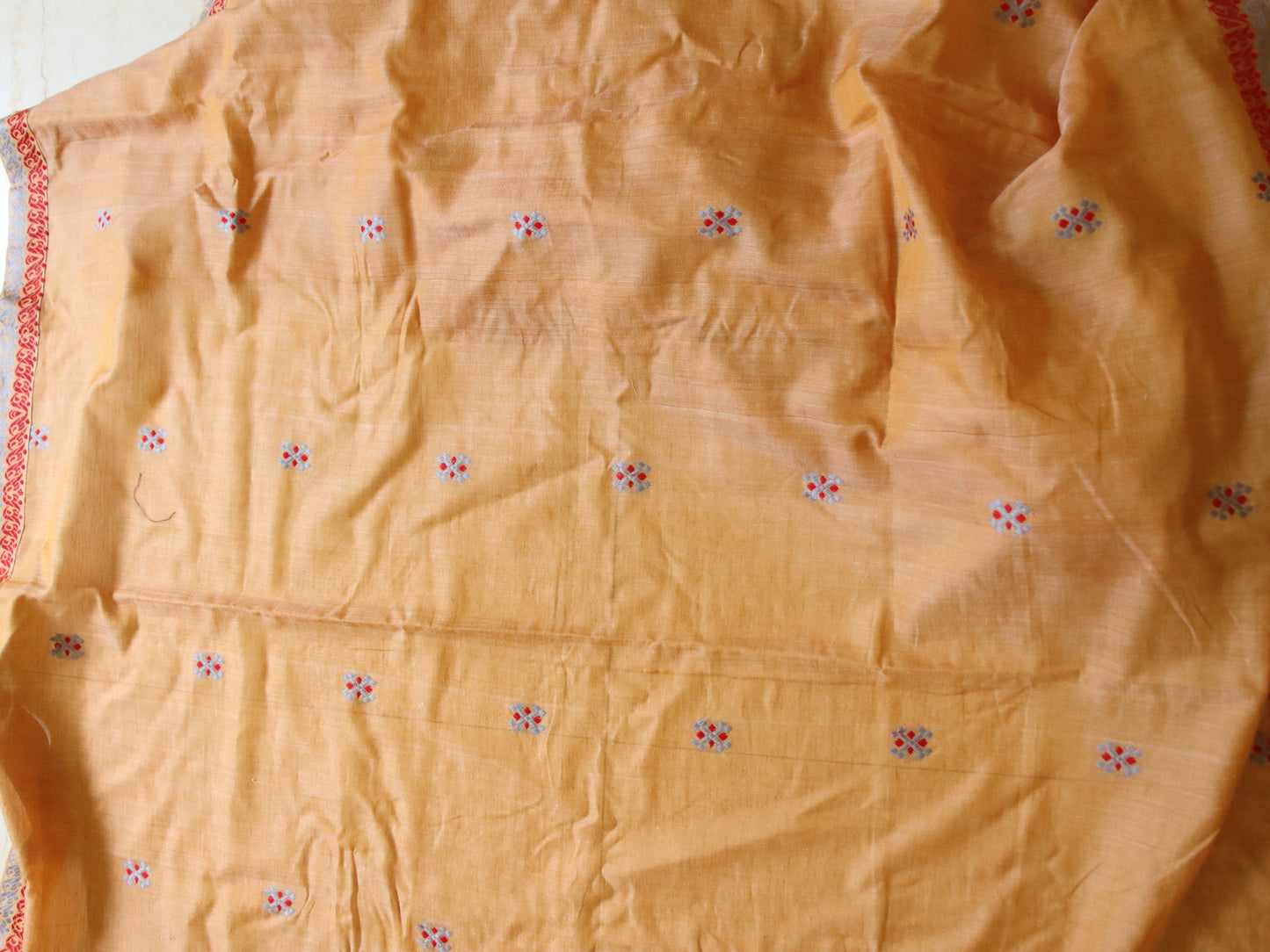 Soft Peach Handloom Cotton Saree from Assam