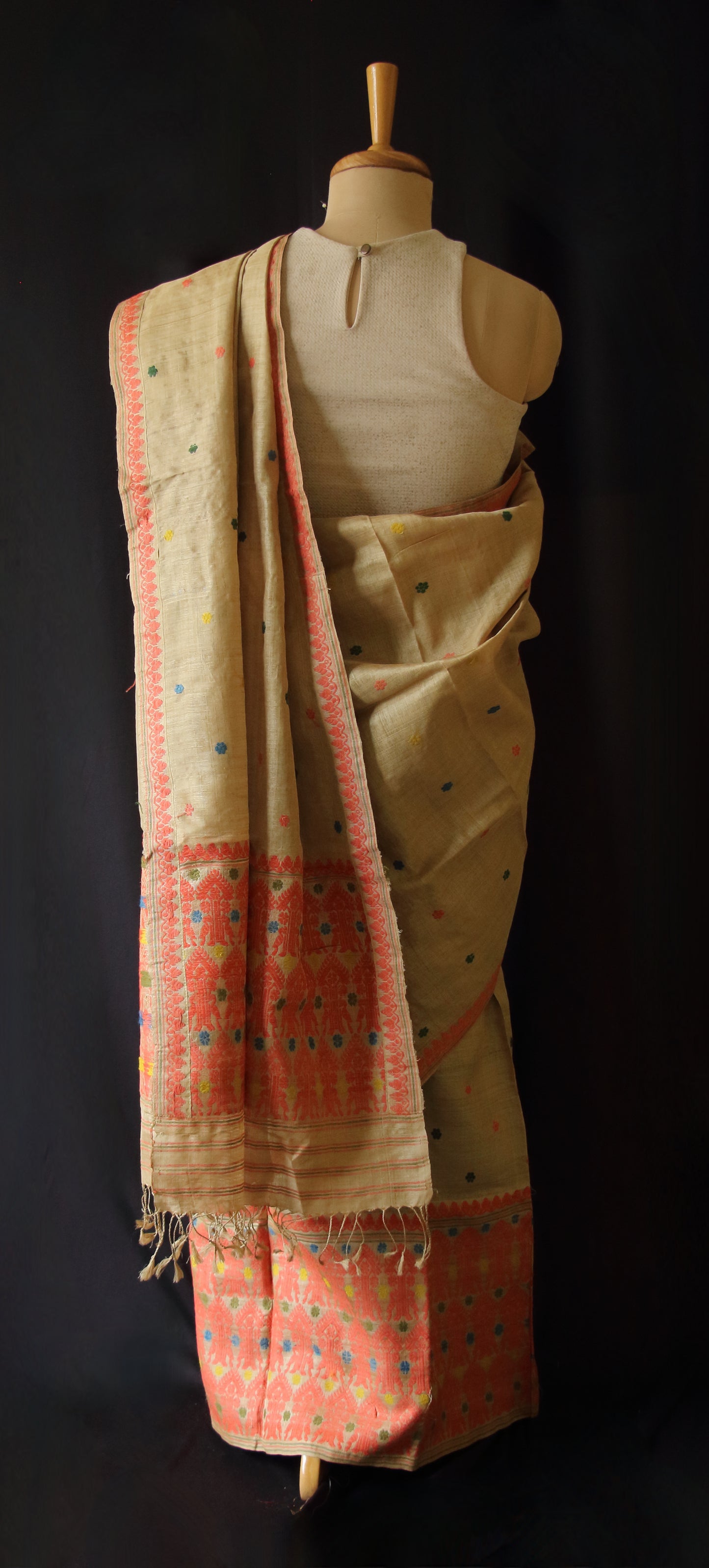 Authentic Muga Silk Mekhela Chador Set from Assam