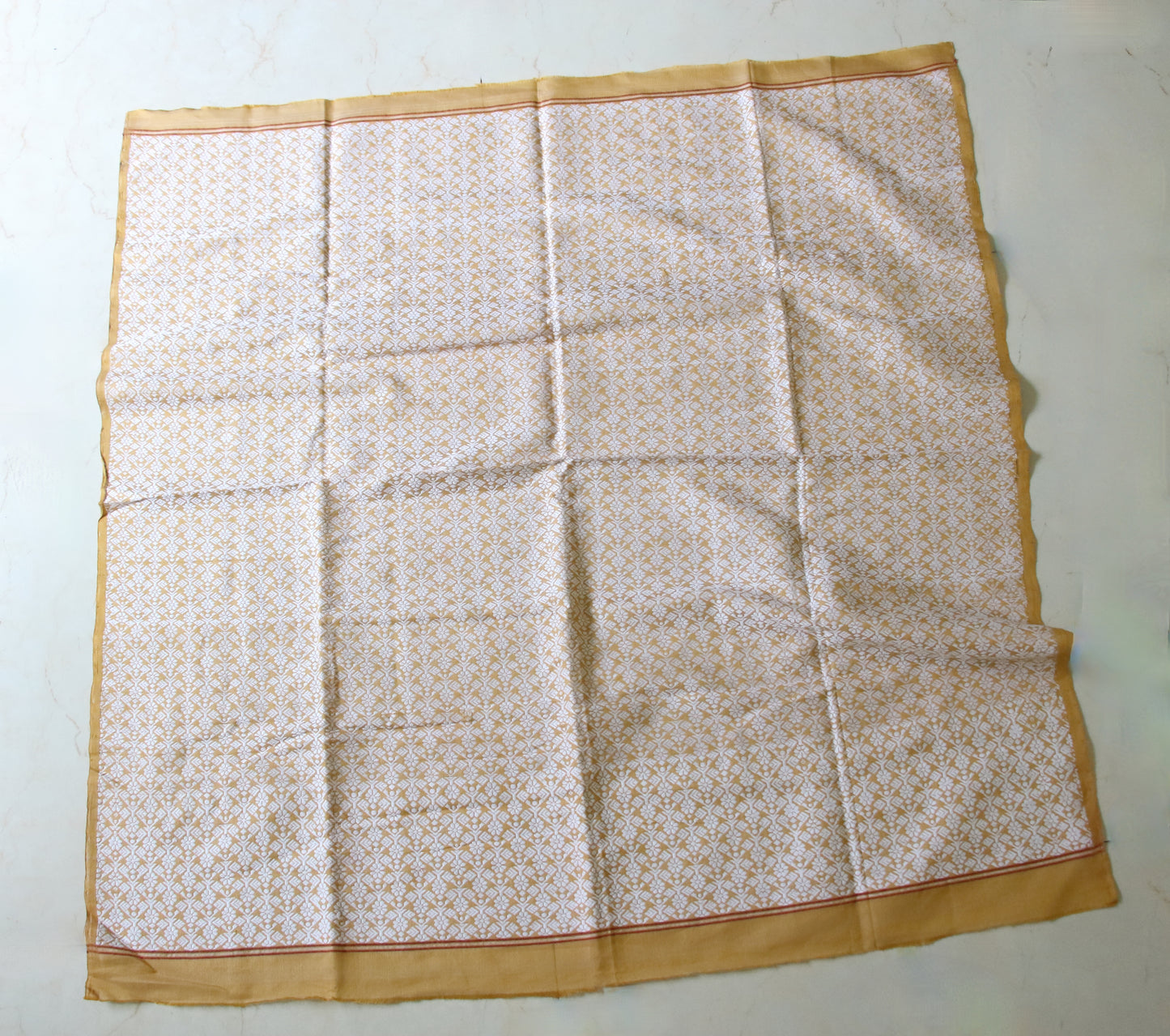 Natural Dyed Mustard Yellow Cotton Silk Handloom Mekhela Chador Set