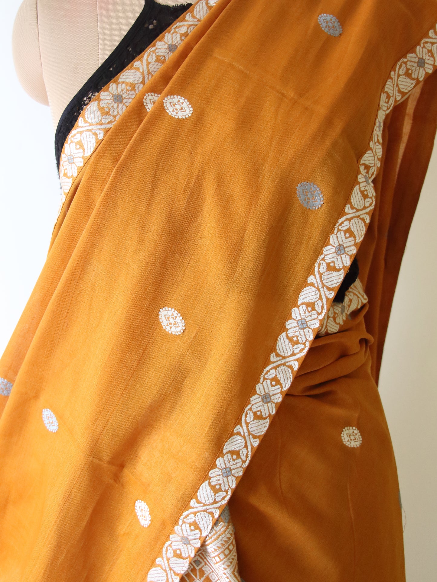 Mustard Yellow Cotton Mekhela Chador Set