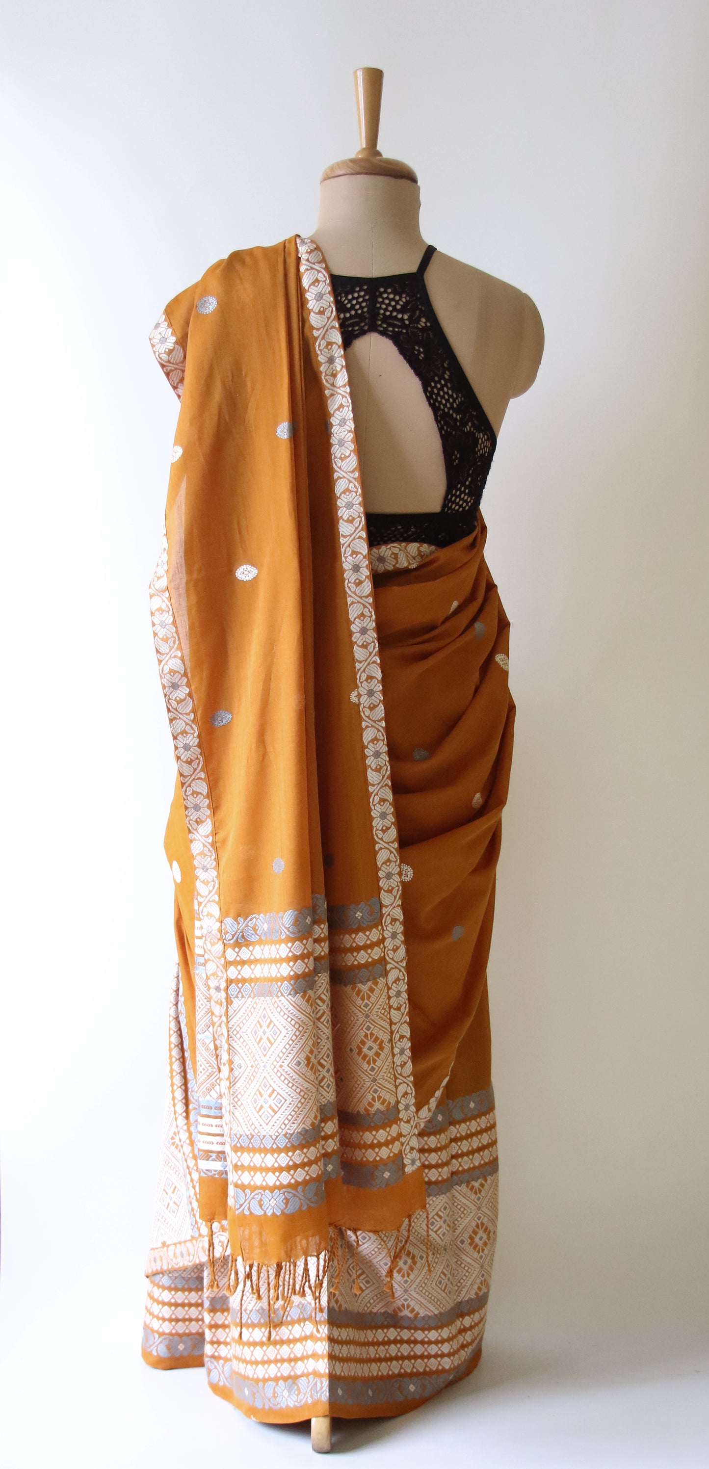 Mustard Yellow Cotton Mekhela Chador Set