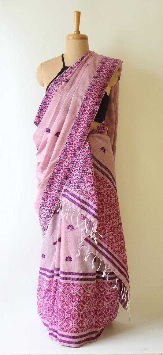 Lilac Cotton Mekhela Chador Set