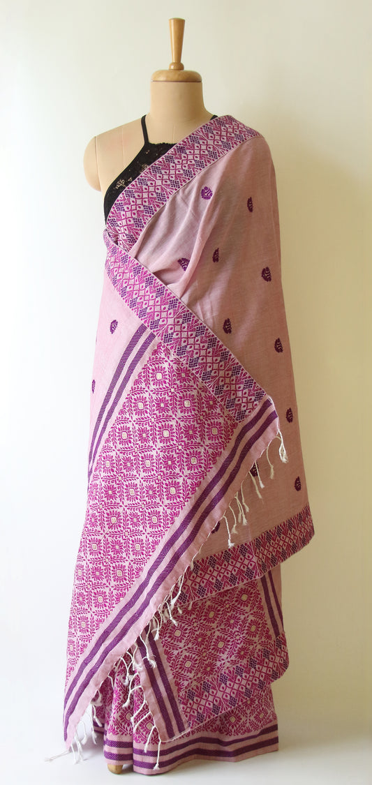 Lilac Cotton Mekhela Chador Set
