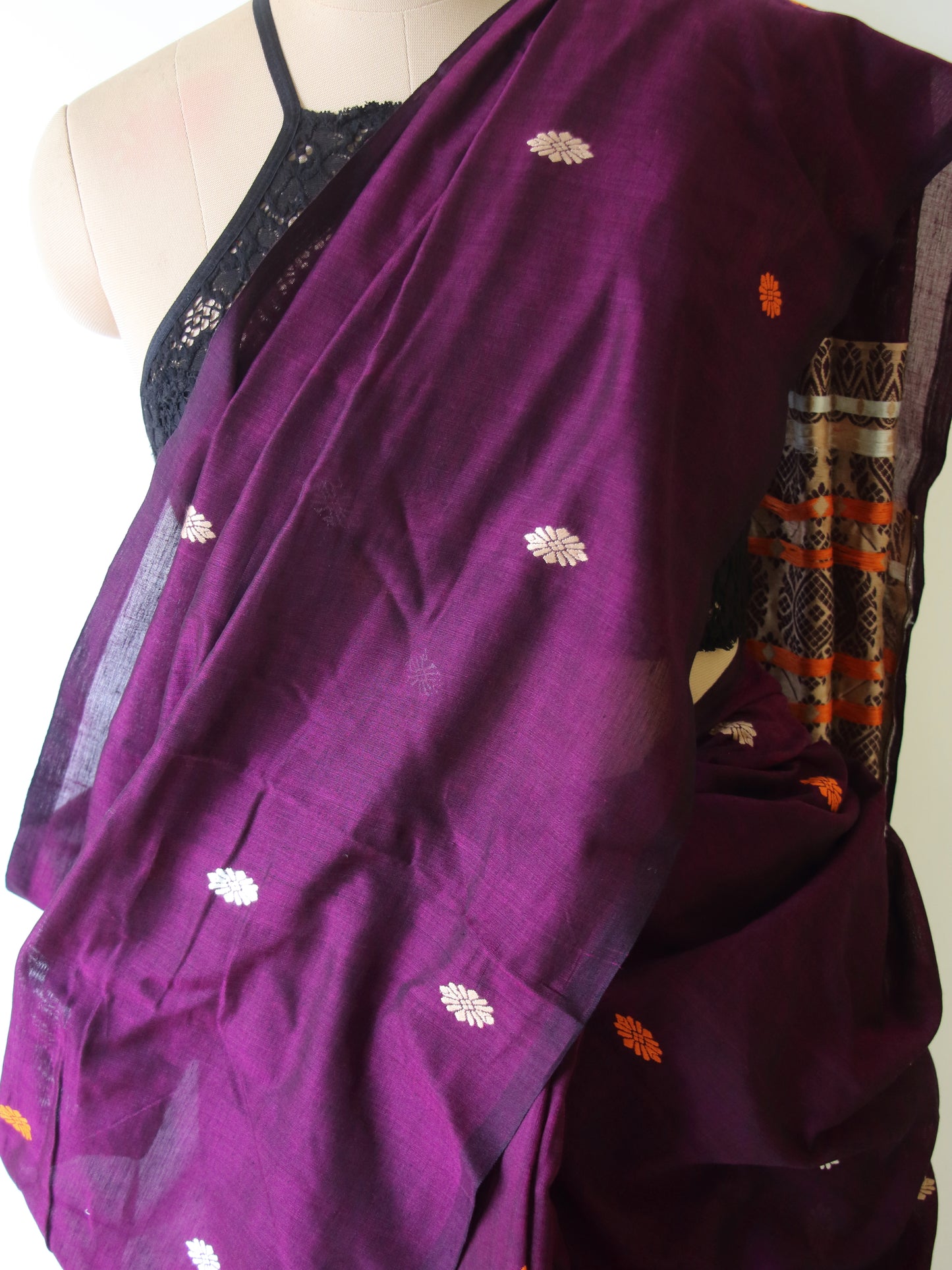 Magenta Handloom Cotton Saree from Assam