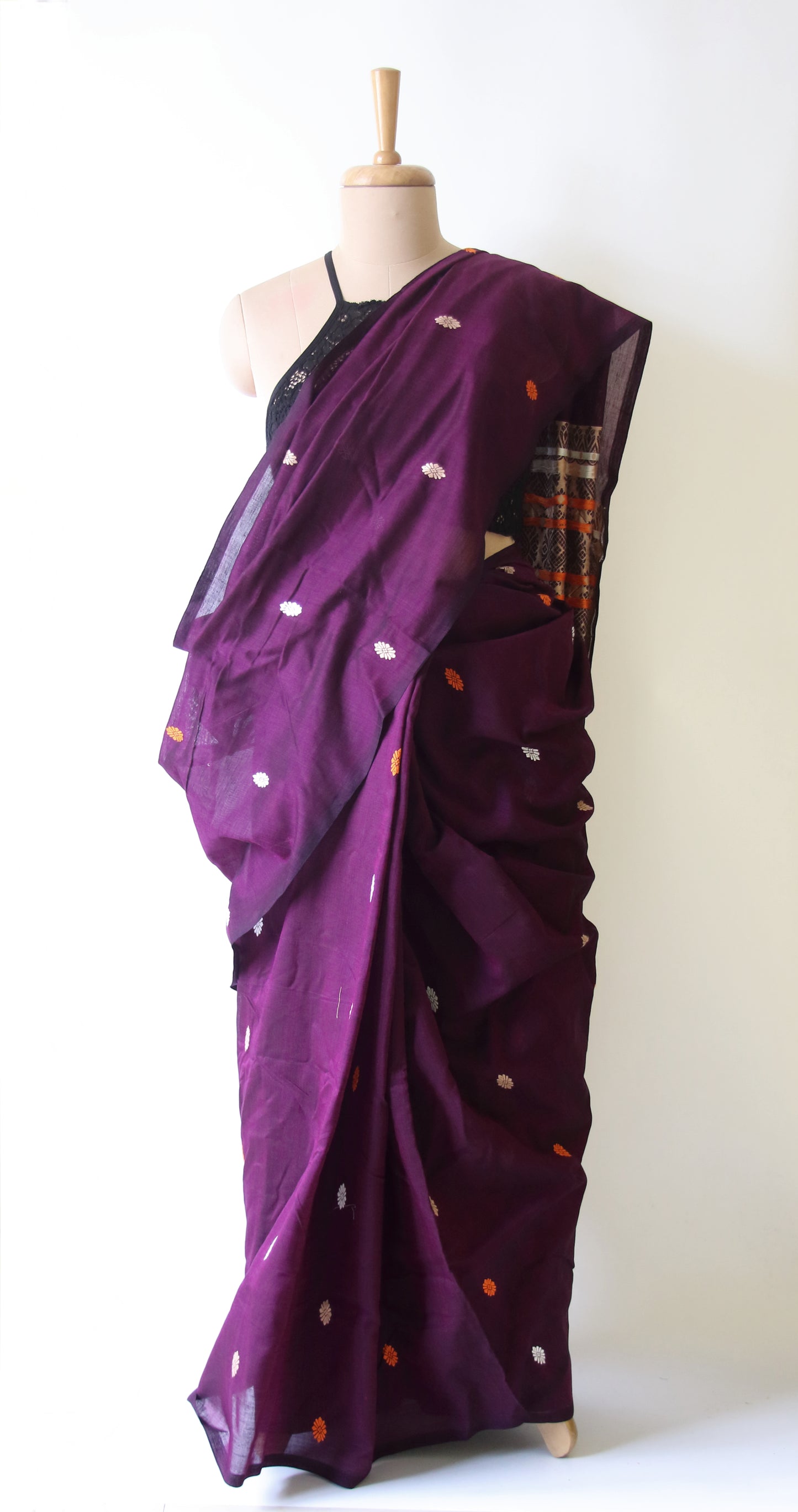 Magenta Handloom Cotton Saree from Assam