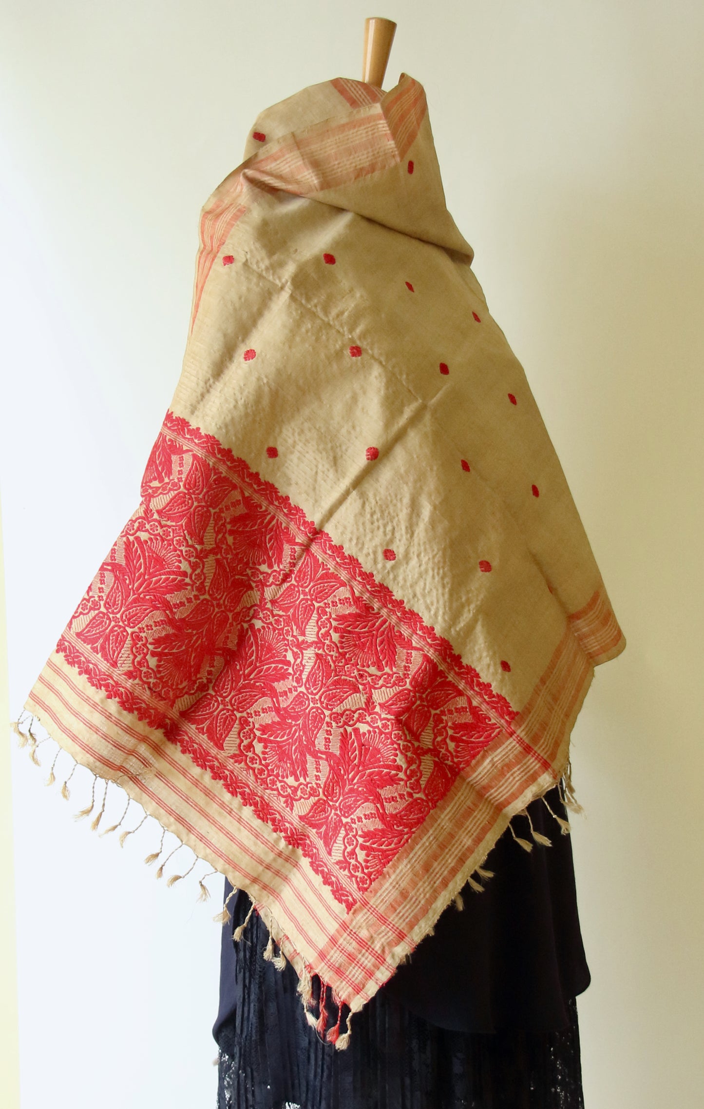 Handloom Traditional Muga Silk Shawl / Gamucha from Assam