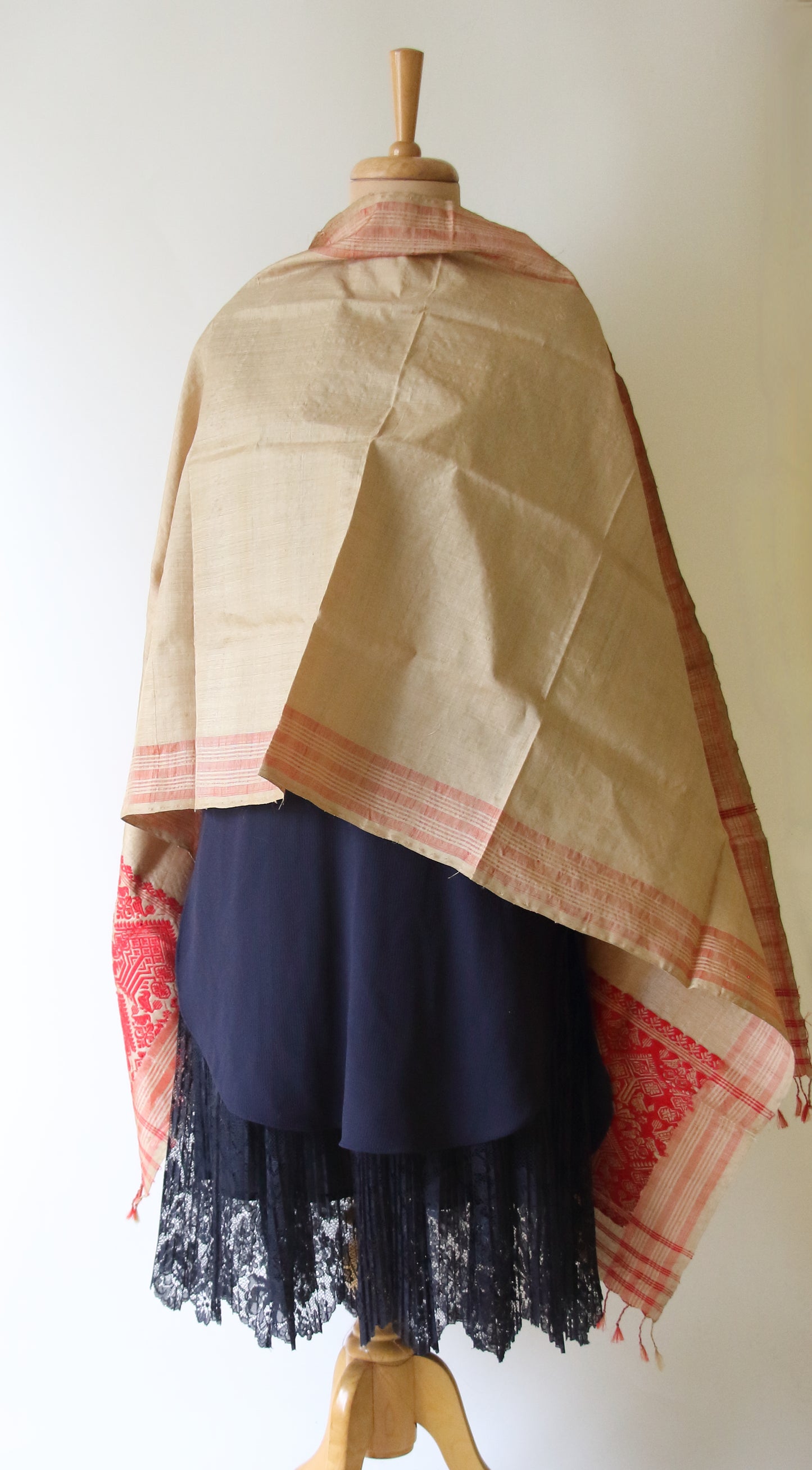 Handloom Traditional Muga Silk Shawl / Gamucha from Assam