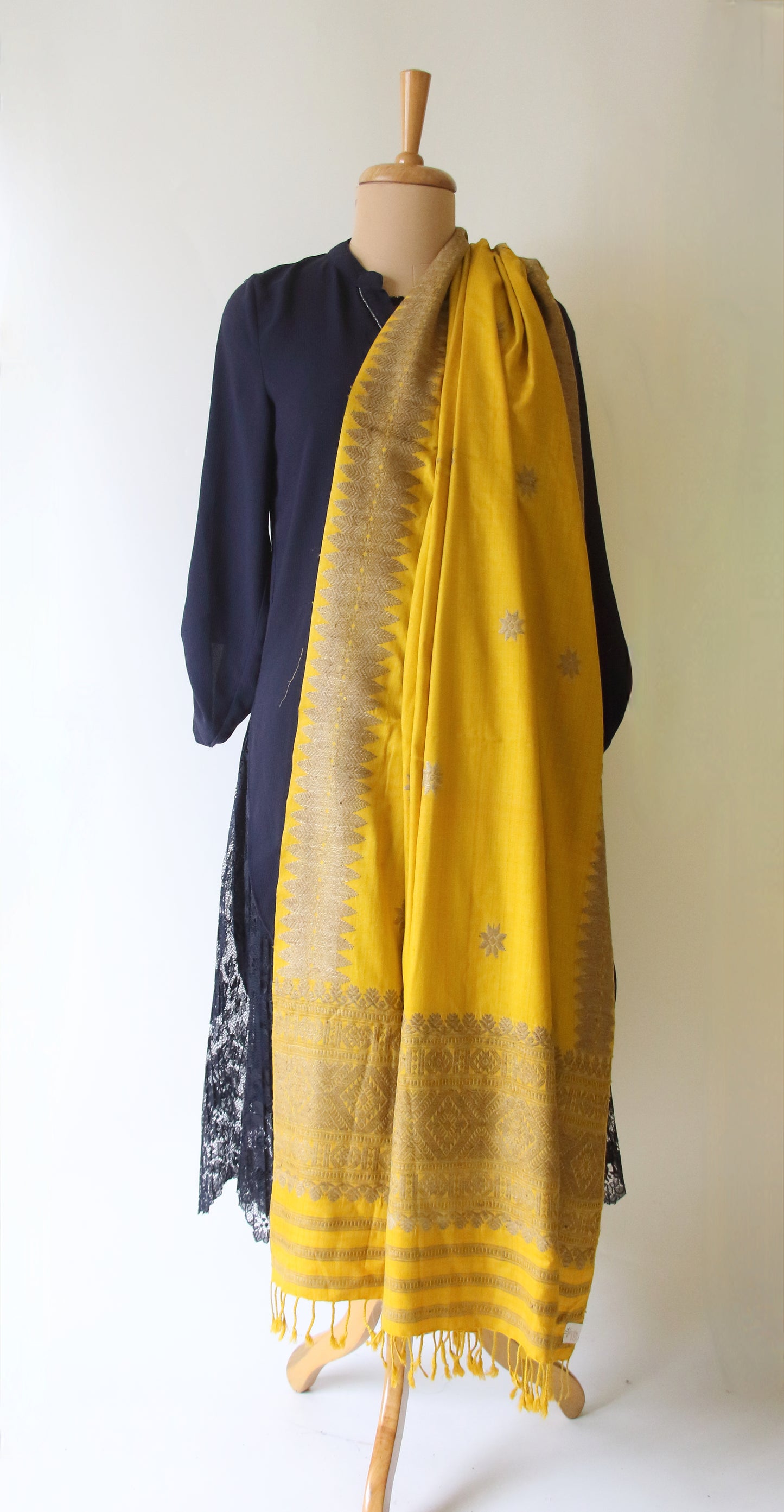 Turmeric Yellow Natural Dyed Eri Silk Handwoven Dupatta
