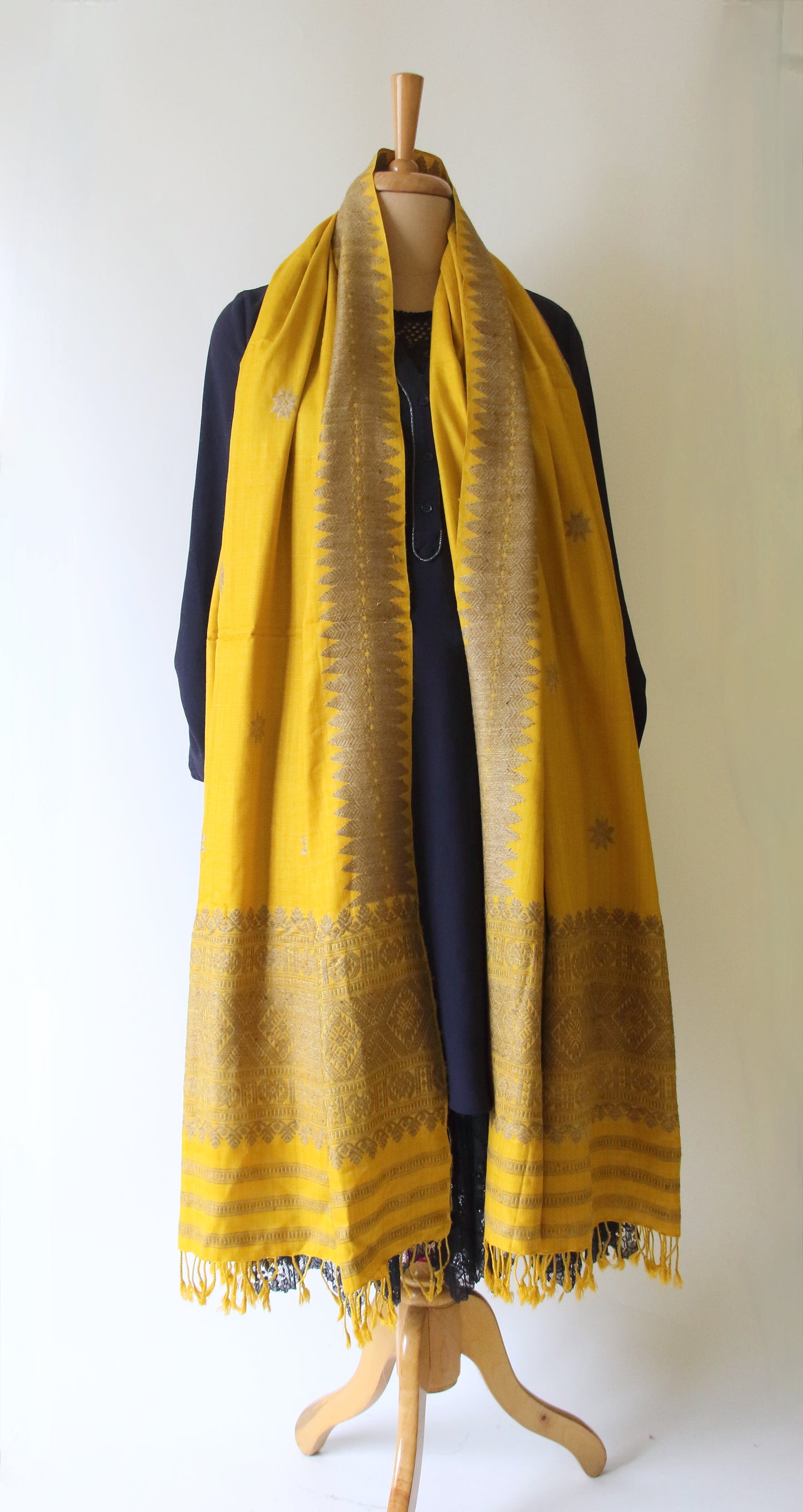 Turmeric Yellow Natural Dyed Eri Silk Handwoven Dupatta