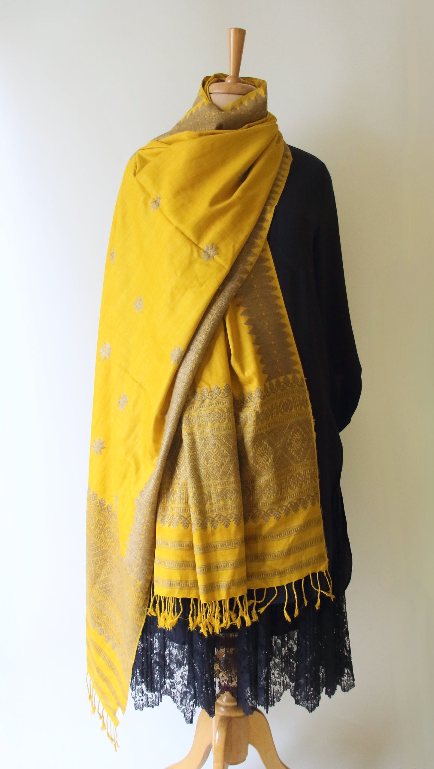 Turmeric Yellow Natural Dyed Eri Silk Handwoven Dupatta