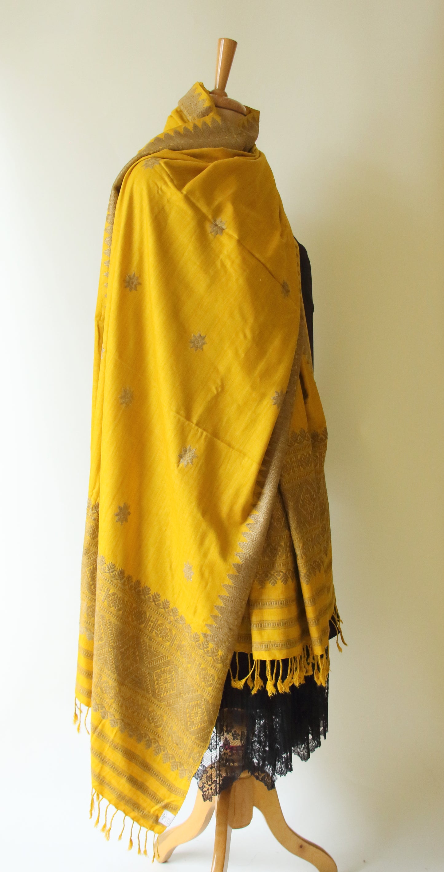 Turmeric Yellow Natural Dyed Eri Silk Handwoven Dupatta