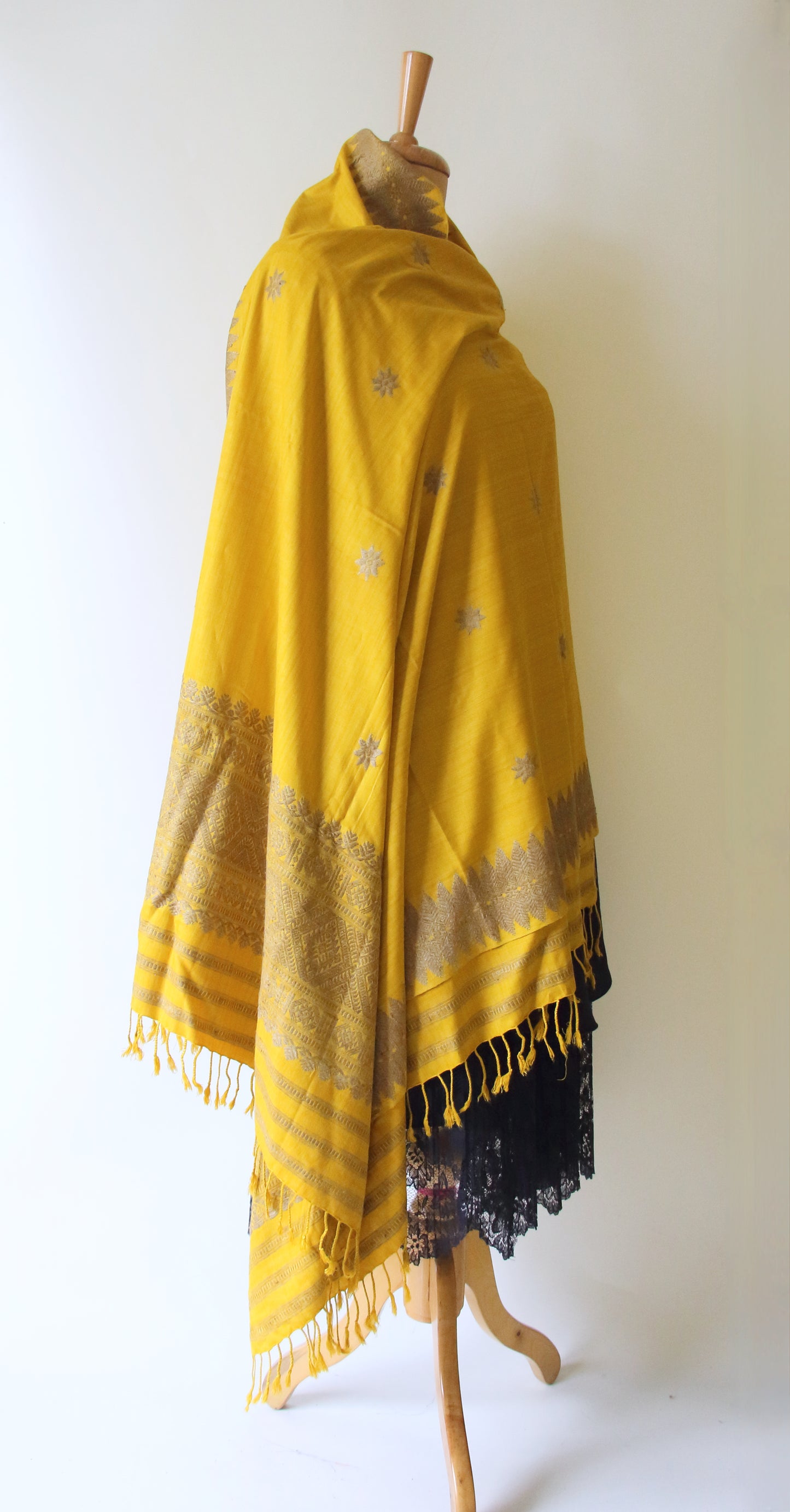 Turmeric Yellow Natural Dyed Eri Silk Handwoven Dupatta