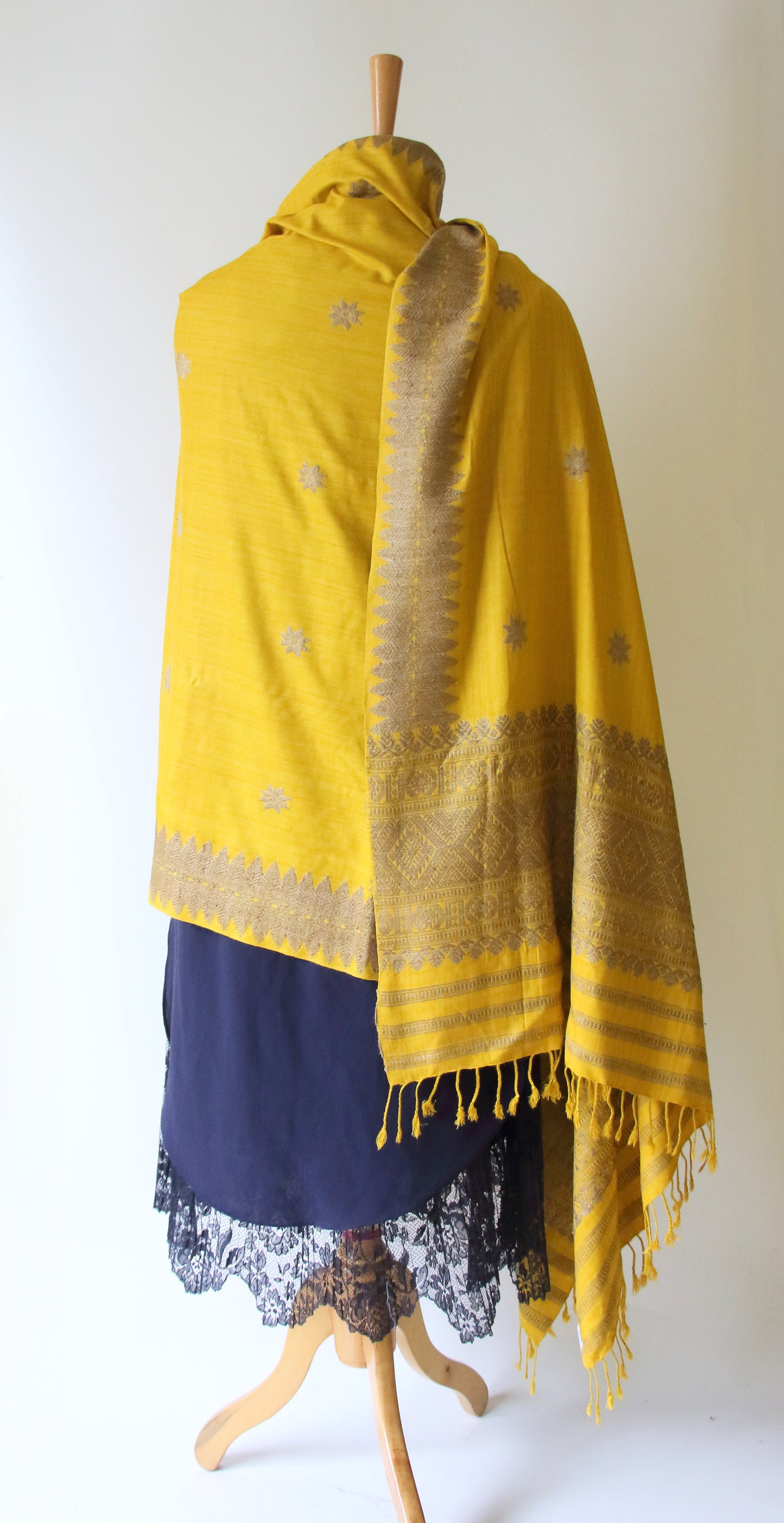 Turmeric Yellow Natural Dyed Eri Silk Handwoven Dupatta