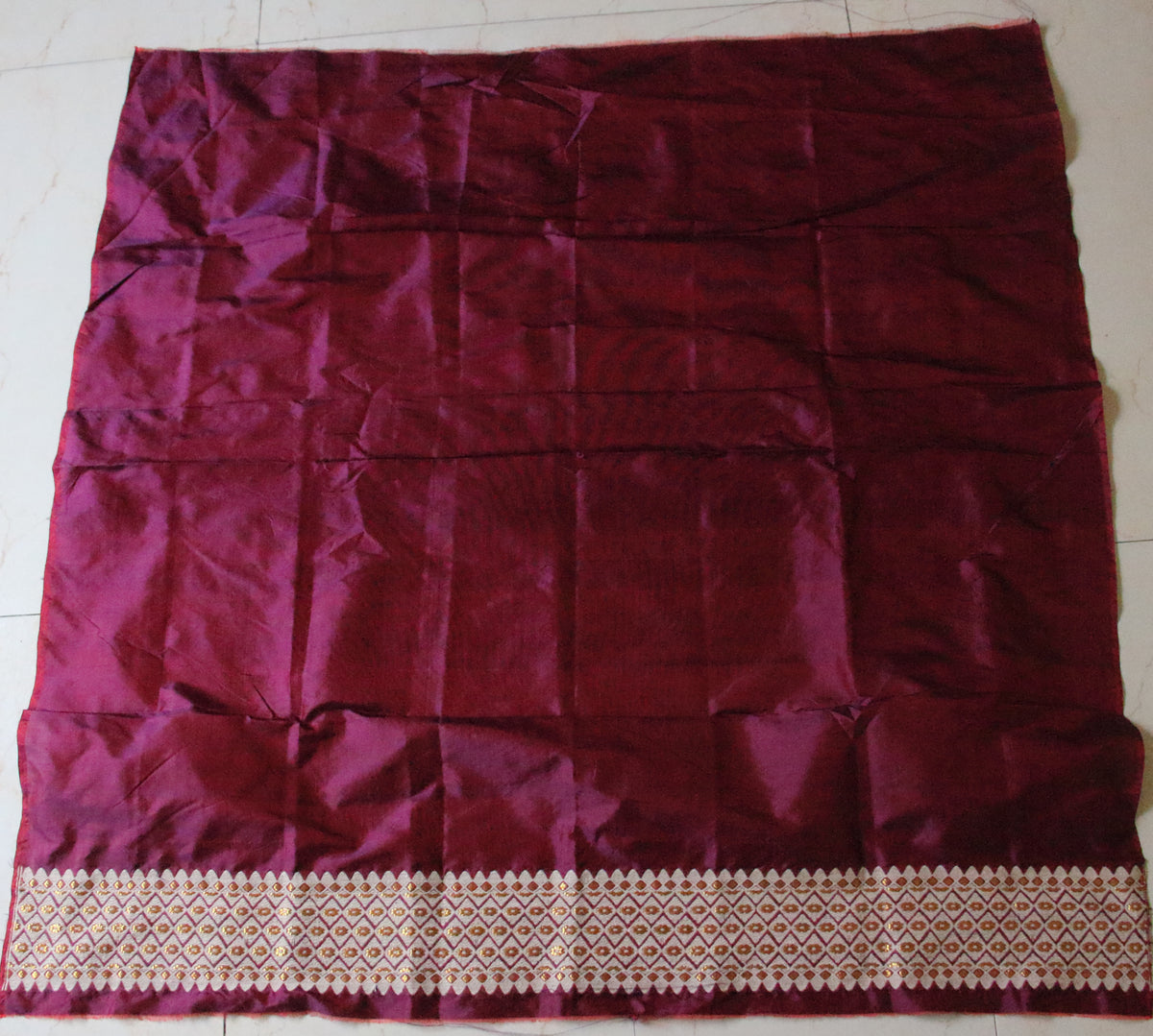 Red Mulberry Silk Traditional Mekhla Chador Set from Assam