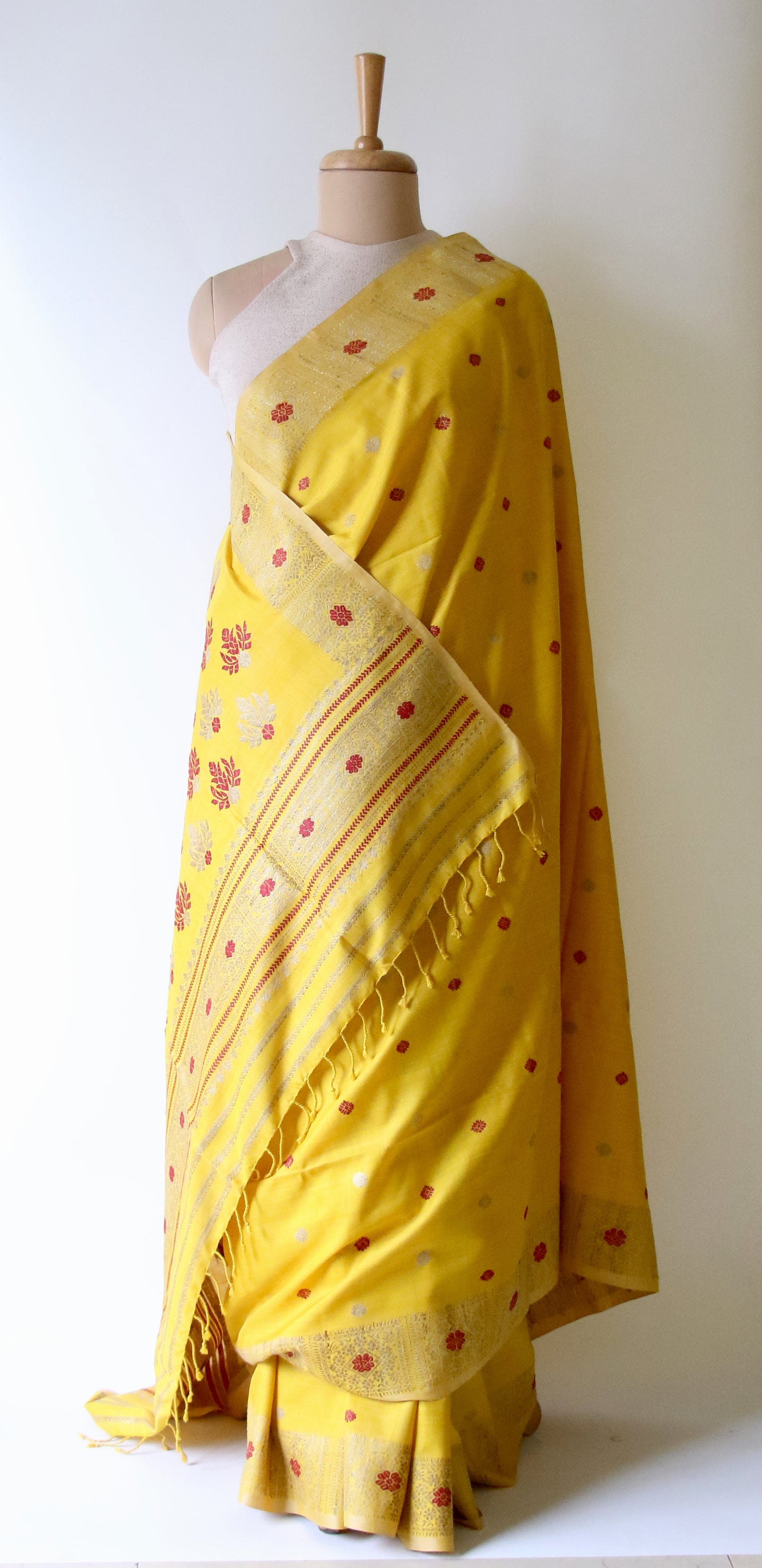 Turmeric Yellow Natural Dyed Handloom Eri Silk Saree from Assam