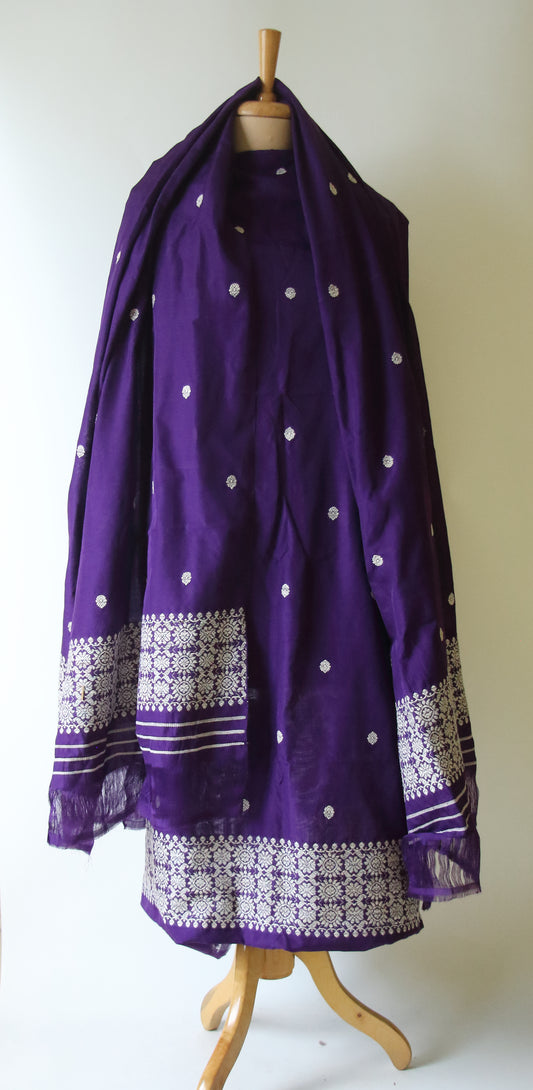 Handloom Assam Design Full Suit Set in Modal
