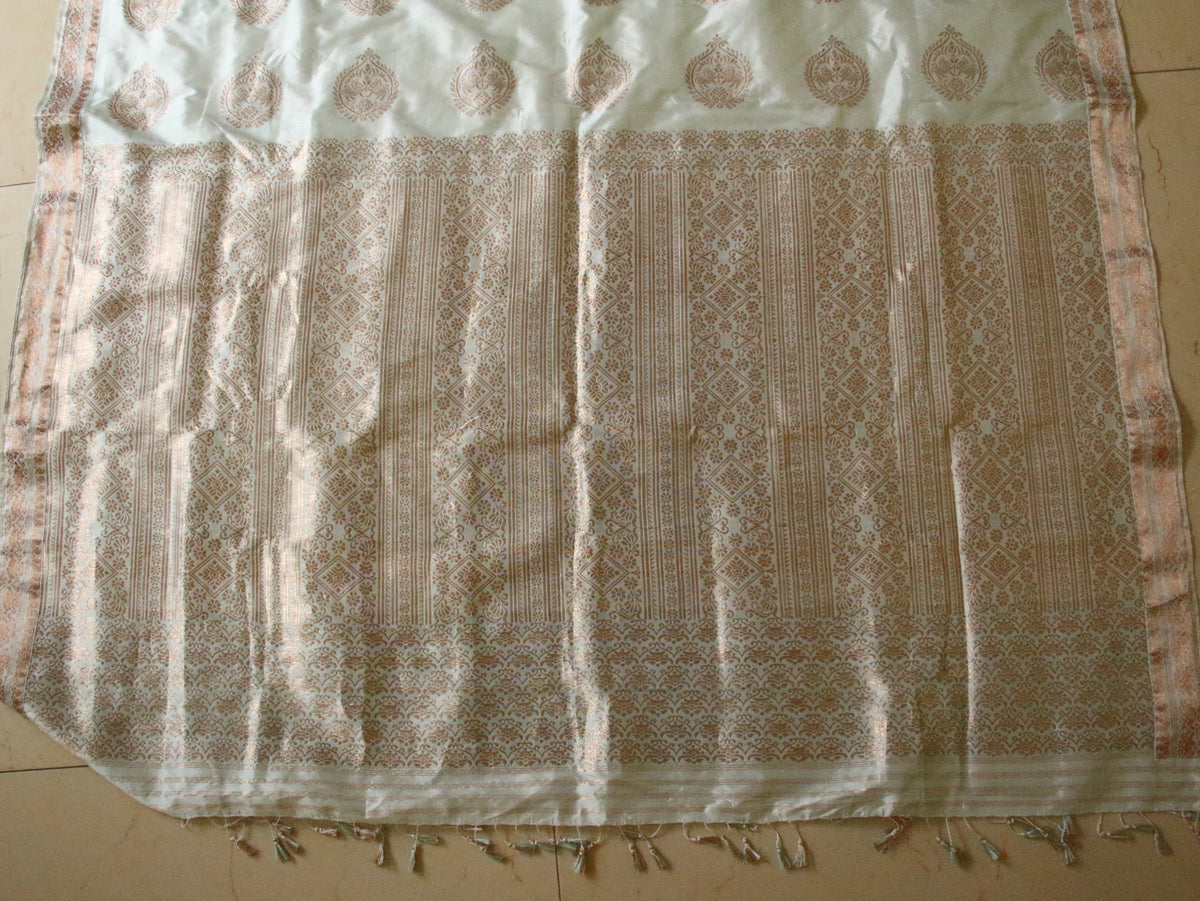 Powder Blue Colour Handloom Mulberry Silk Saree from Assam