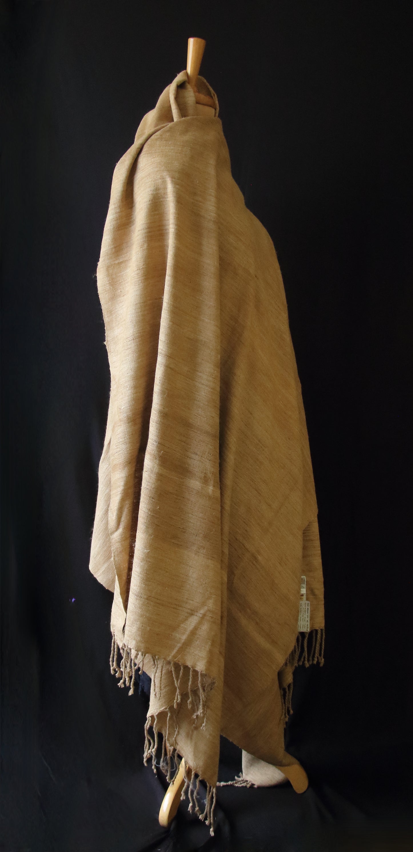 Oversized Handwoven Hand spun Muga Ghicha Silk Shawl from Assam
