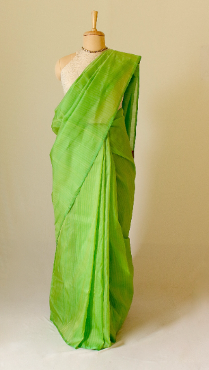 Green Organza Silk Handloom Saree from Assam
