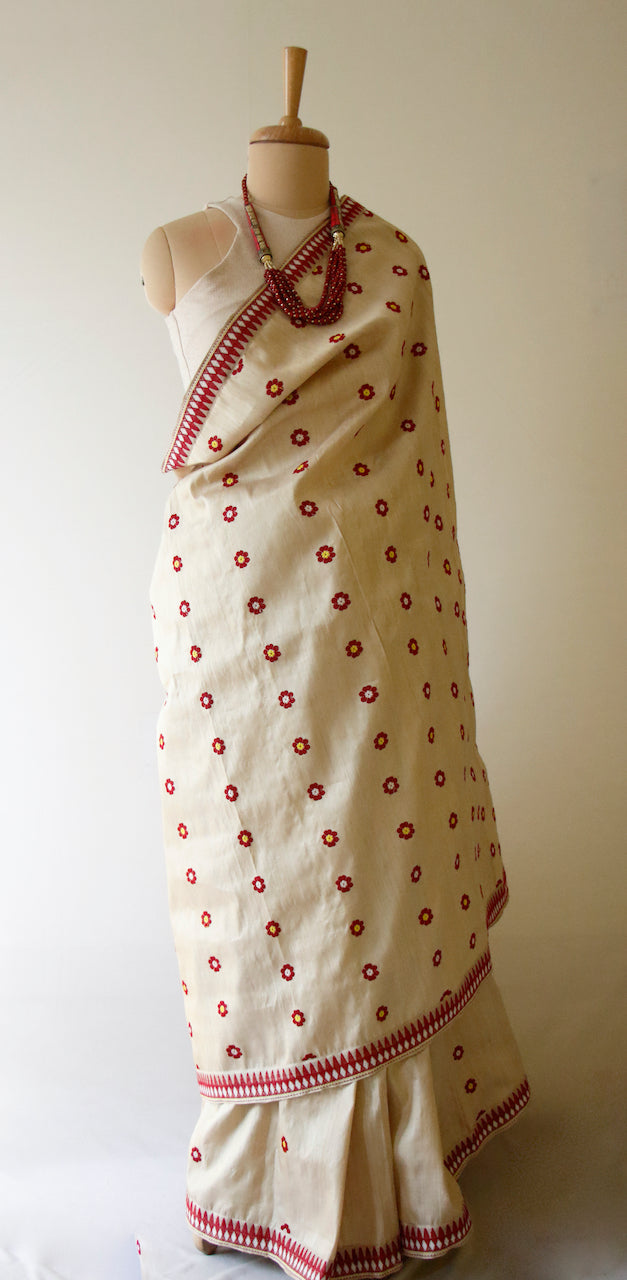 Handloom Authentic Muga Silk By Mulberry Silk Sari from Assam