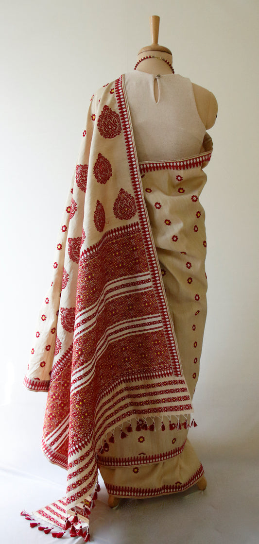 Handloom Authentic Muga Silk By Mulberry Silk Sari from Assam