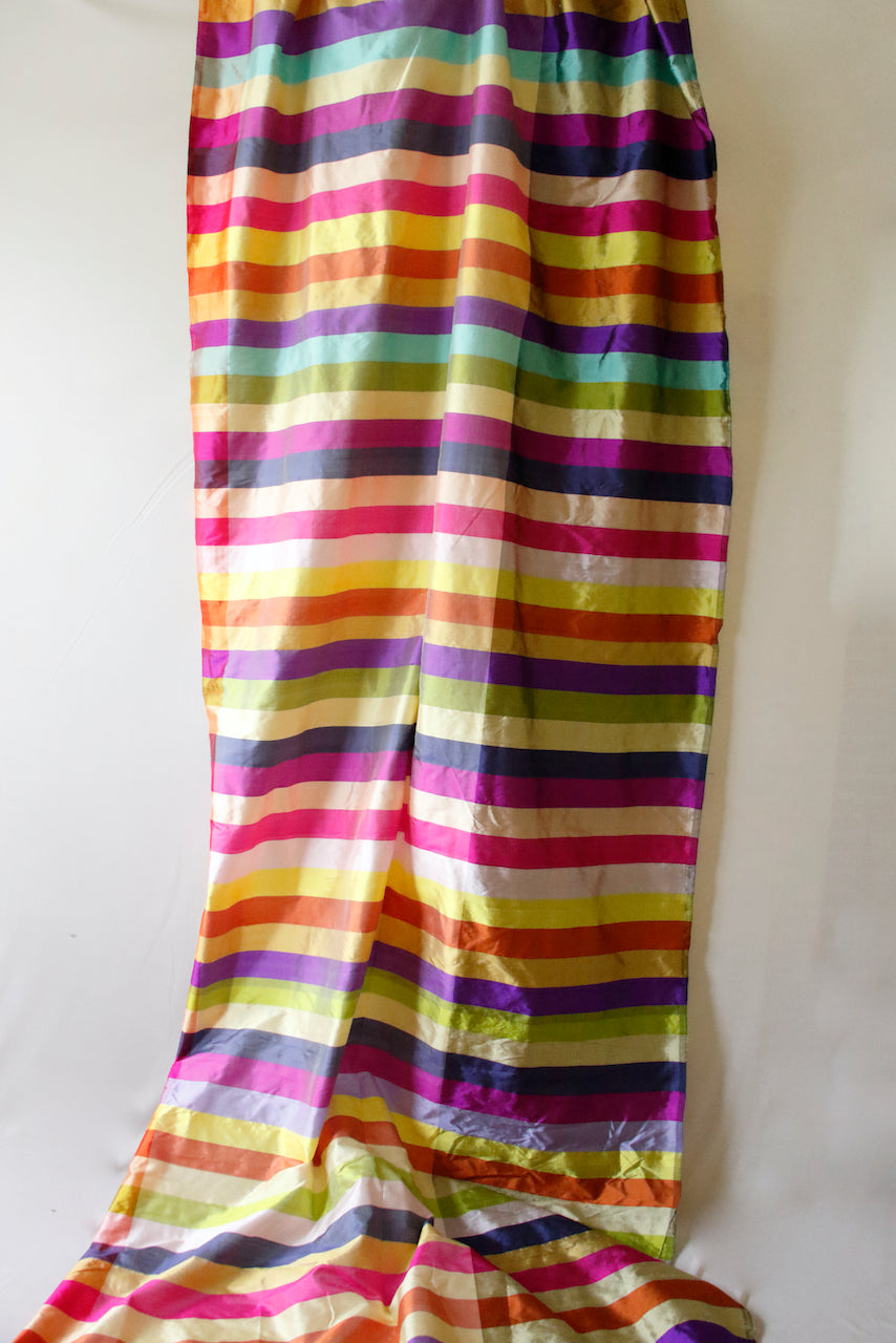 Multi Coloured Hundred Percent Mulberry Silk Fabric by the Meter