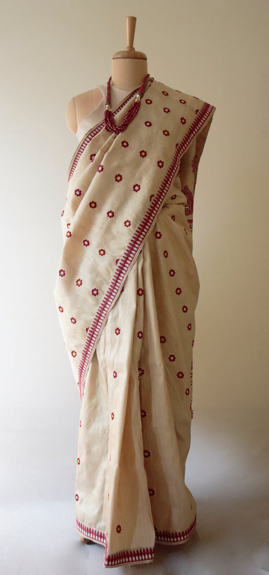 Handloom Authentic Muga Silk By Mulberry Silk Sari from Assam