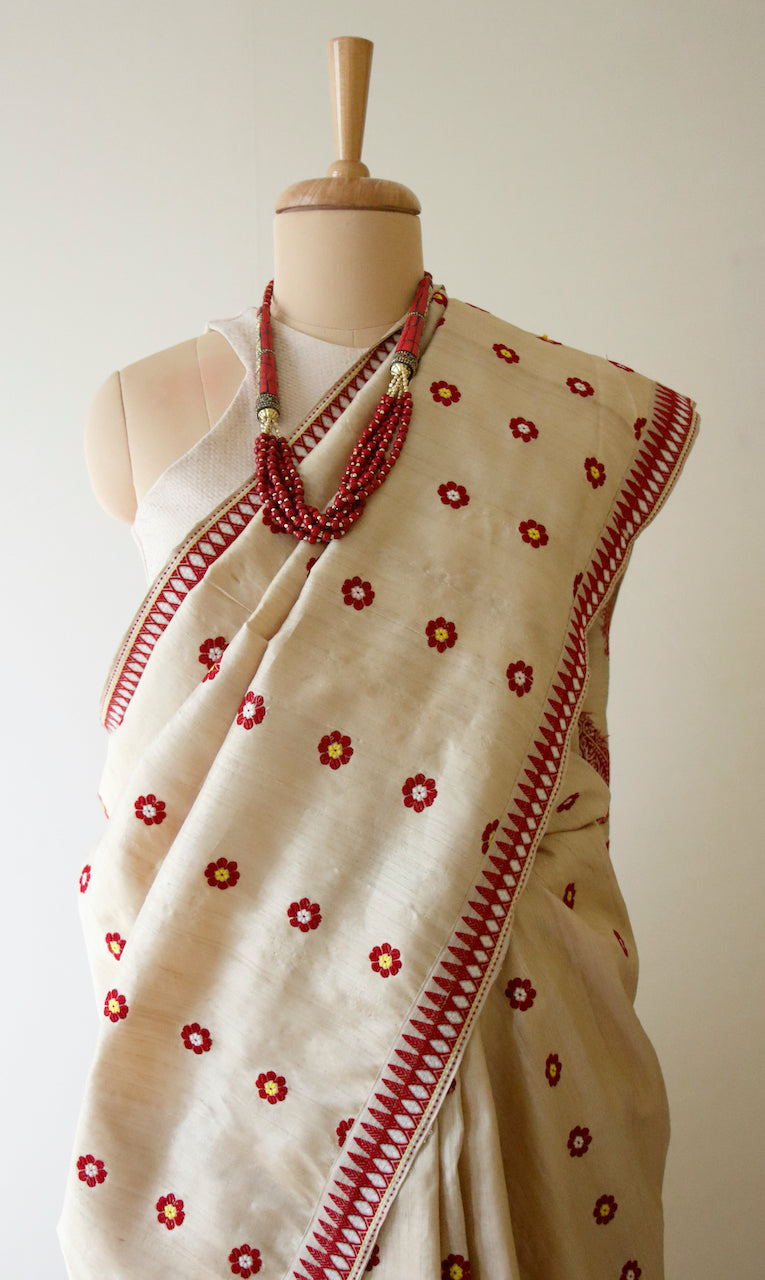 Handloom Authentic Muga Silk By Mulberry Silk Sari from Assam