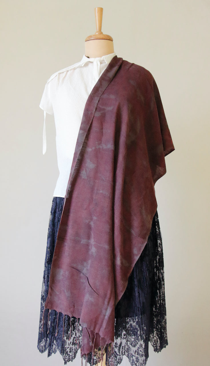 Tie & Dye Natural Dyed Eri Silk / ahimsa silk Stole from Assam