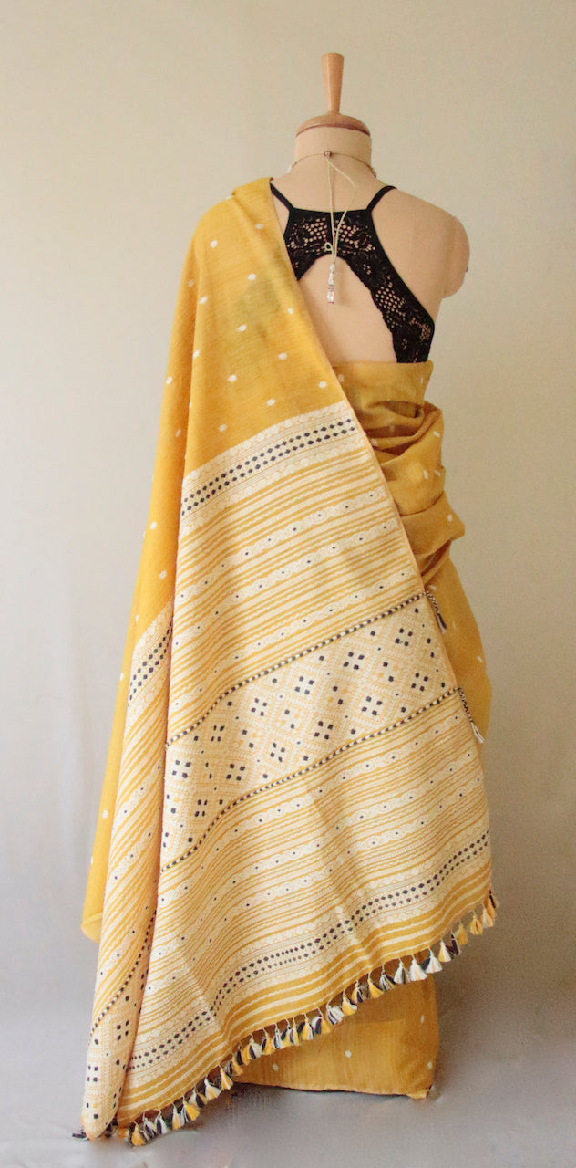 Natural Turmeric Dyed Handloom Eri Silk by  Mulberry Silk Sari from Assam