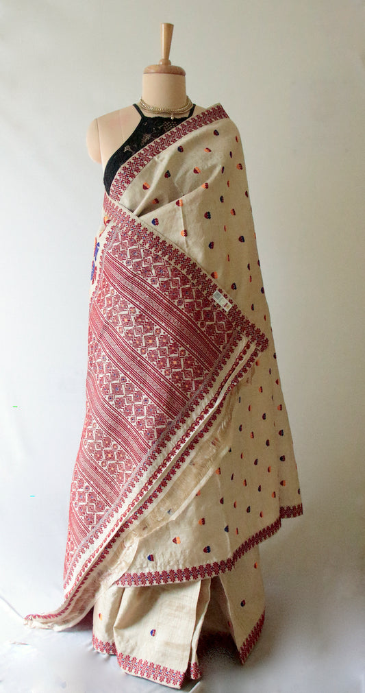 Handloom Classic Traditional Design Muga Silk Saree from Assam