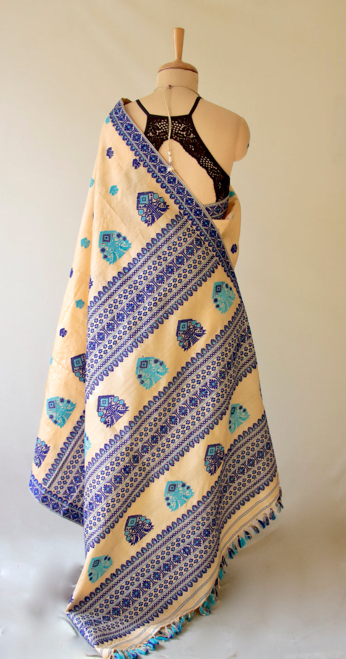 Tassar Silk Handloom Saree from Assam , India