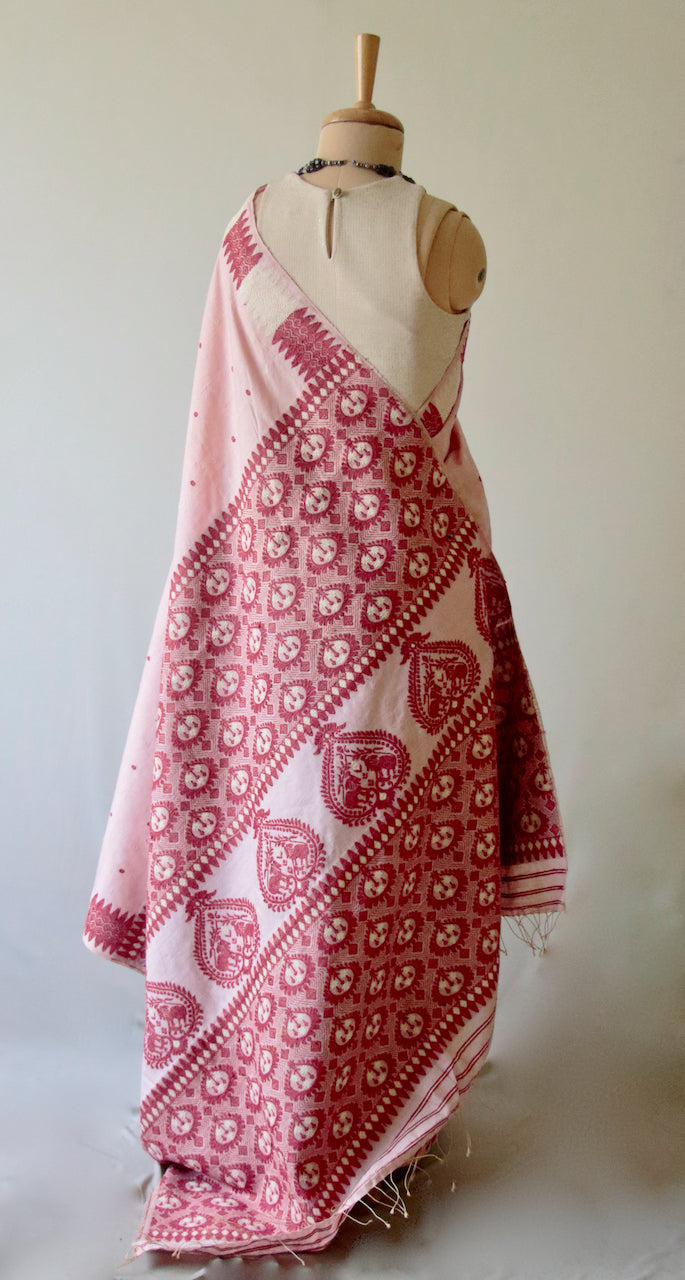 Soft Pink  Handloom Silk Saree from Assam , India