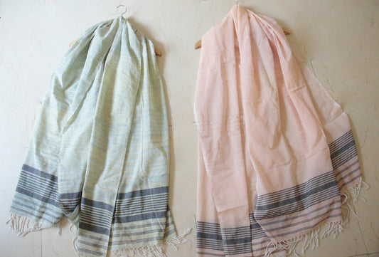 Natural Dyed  Stripe Scarf / Dupatta in Handwoven Cotton