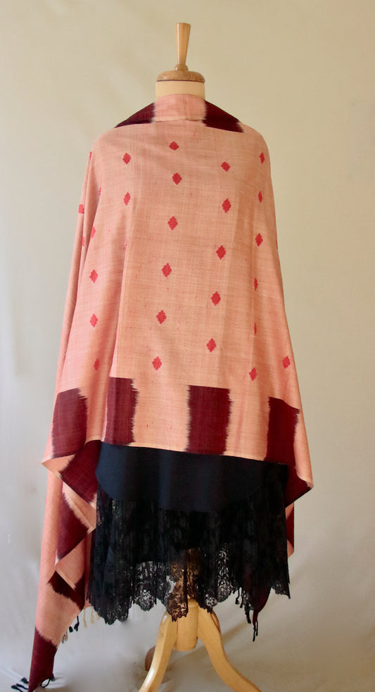 Handwoven Ikat Weave Eri Silk  Wrap / Dupatta from Assam
