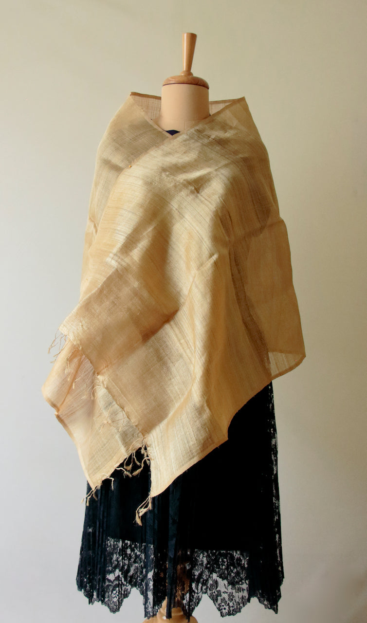 Pure Muga Silk Scarf / hand woven from Assam , India .