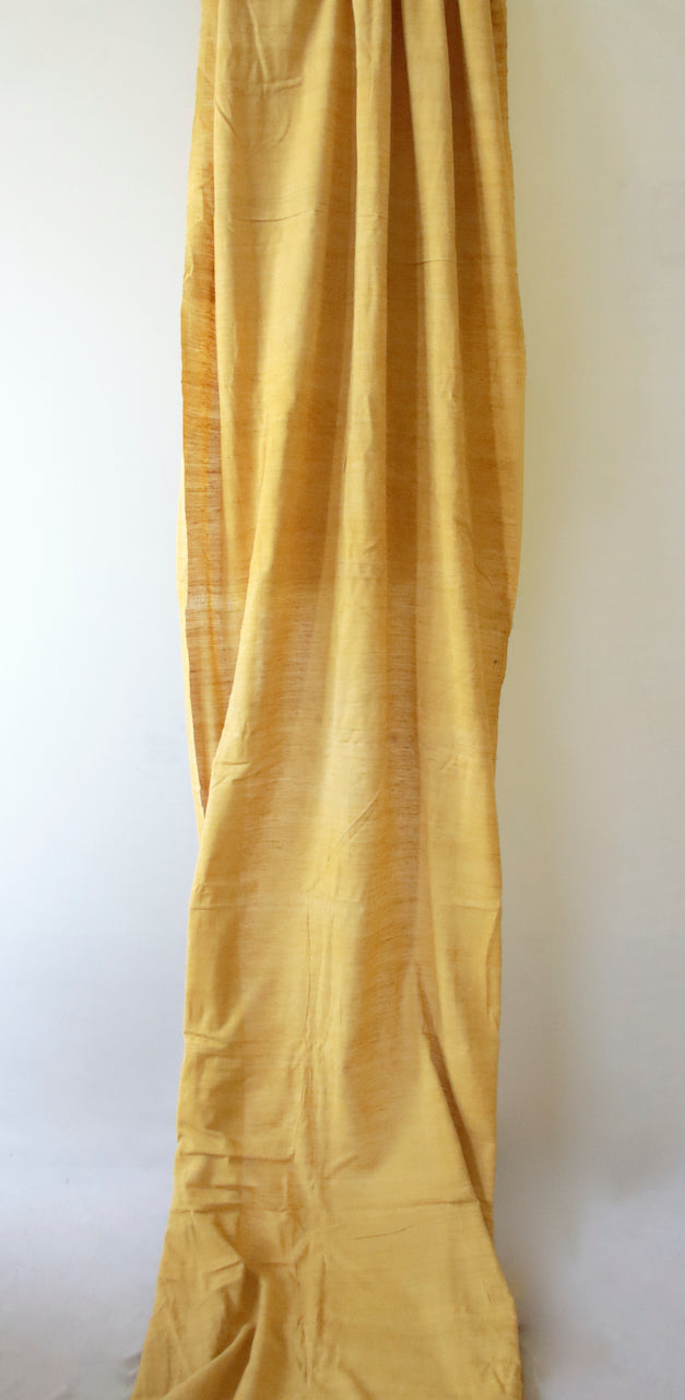 Handloom Turmeric dyed Hundred percent Eri Silk / Ahimsa silk by yard / Made from Hand Spun Yarns